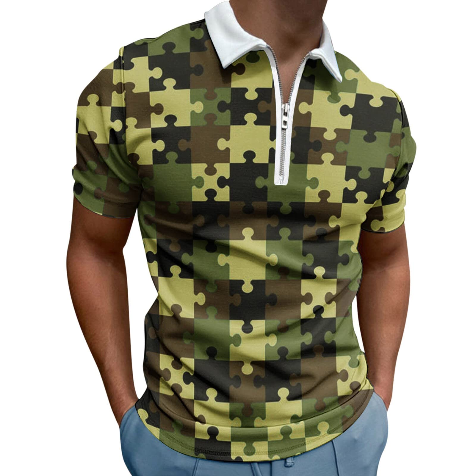 Men's Casual Short Sleeve Polo Shirts - Breathable Dry Fit Business Shirts with Stylish Patterns | Perfect for Office, Golf & Summer Outings