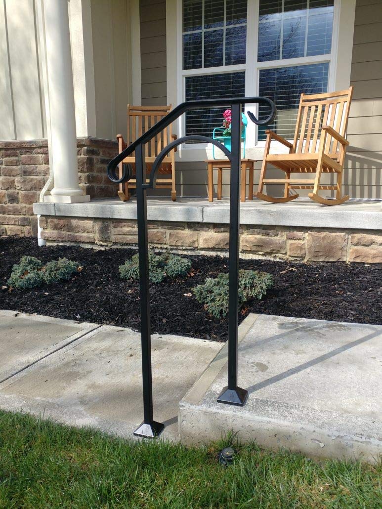Iron X Handrail Arch #1 for Concrete Steps - Heavy Duty Steel Handrail Support - Perfect for Outdoor Stairs, Steps, and Entryways - Ideal for Home Safety and ADA Compliance