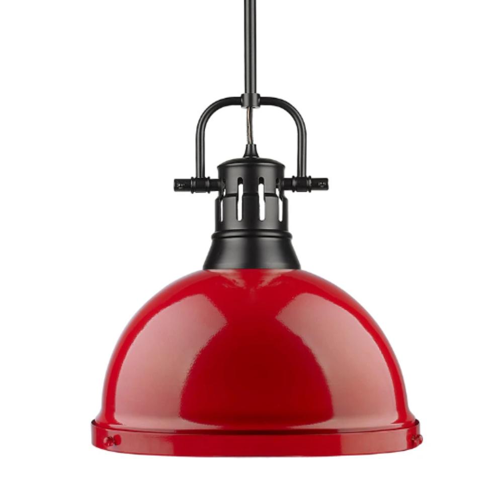 Matte Black Elm Large Pendant Light with Adjustable Rod - Perfect for Dining Room, Kitchen Island & Bedroom Lighting