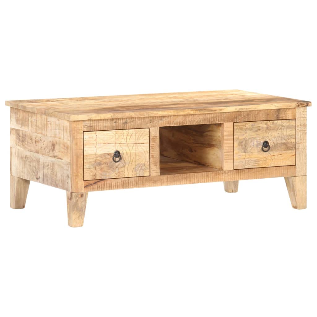 Rustic Square Coffee Table with Storage - 39.4