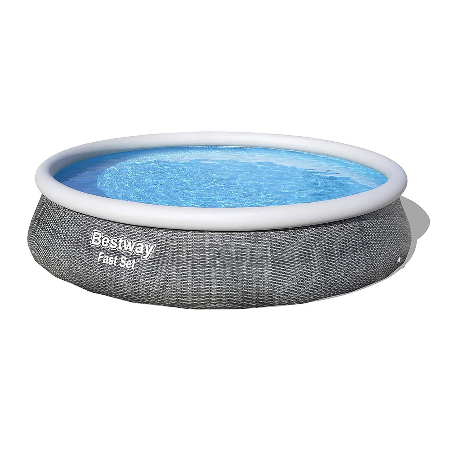 Bestway Fast Set Round Inflatable Pool Set, 13ft x 33in | Rattan Print | Circular Above Ground Pool | Includes Filter Pump & Repair Patch | Perfect for Backyard Fun, Summer Parties & Family Relaxation