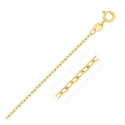 14K Yellow Gold Faceted Cable Link Chain Necklace - 1.3mm Thin, 18 Inch Length, Dainty & Elegant Jewelry for Women - Perfect for Layering, Gift Giving & Everyday Wear