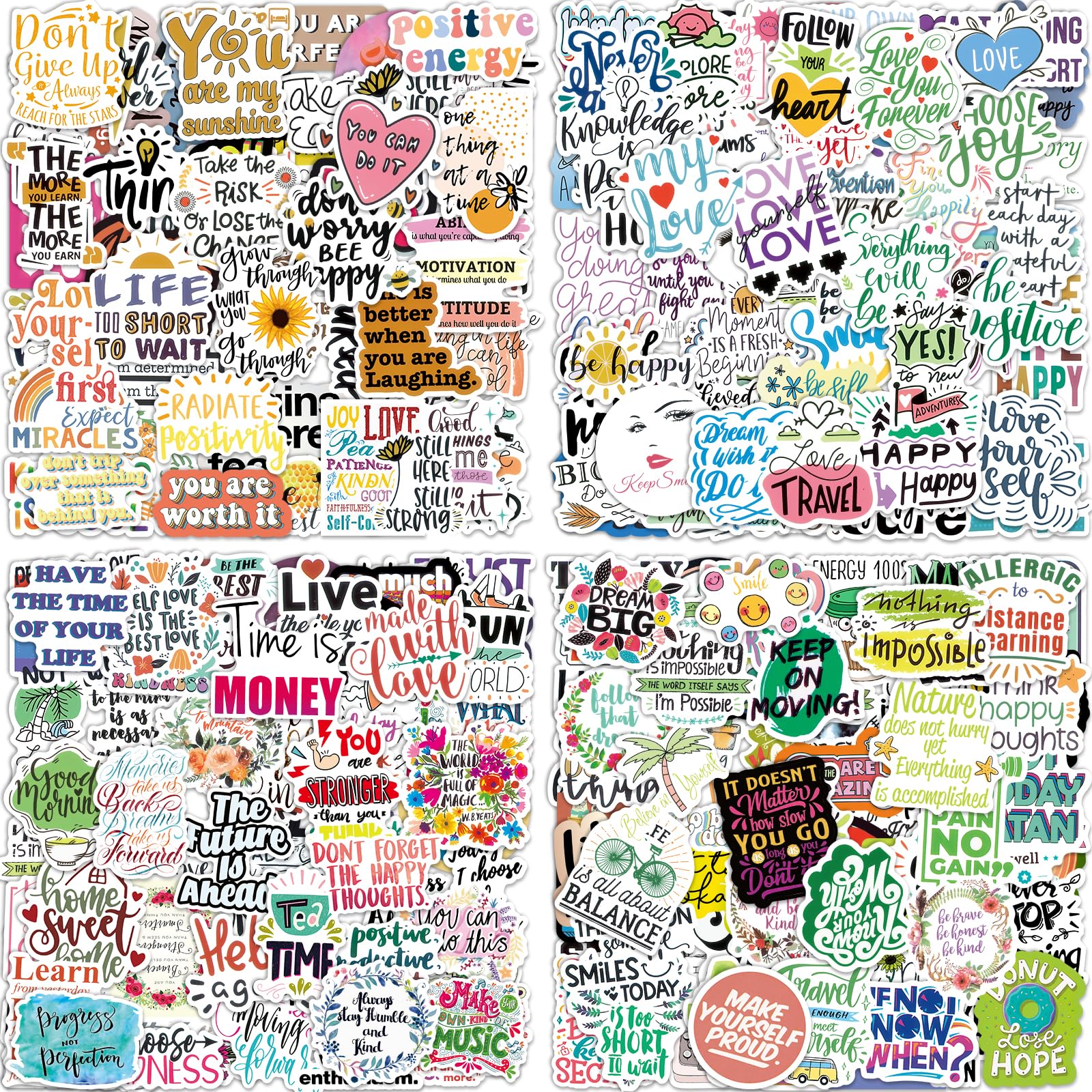 300 PCS Motivational Stickers for Adults & Teens - Inspirational Quote Vinyl Stickers for Water Bottles, Laptops, Journals - Perfect for Scrapbooking, Vision Boards, Teachers & Students - Boost Mental Health & Positivity