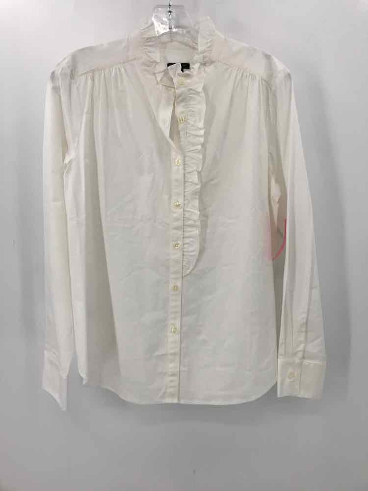 Pre-Owned Ann Taylor White Button Down Blouse Size Medium - Perfect for Office Wear & Business Casual Outfits