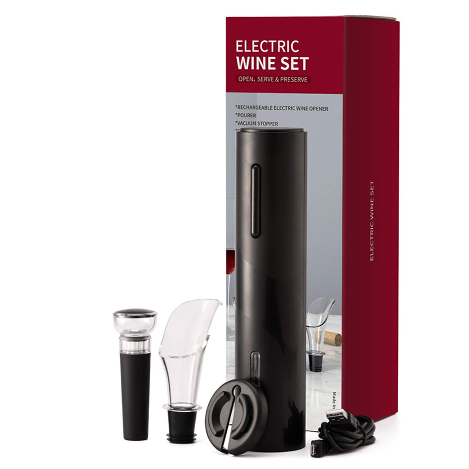 Rechargeable Electric Wine Opener with Foil Cutter - Automatic Household Wine Bottle Opener for Kitchen, Bar, Party & Gifting