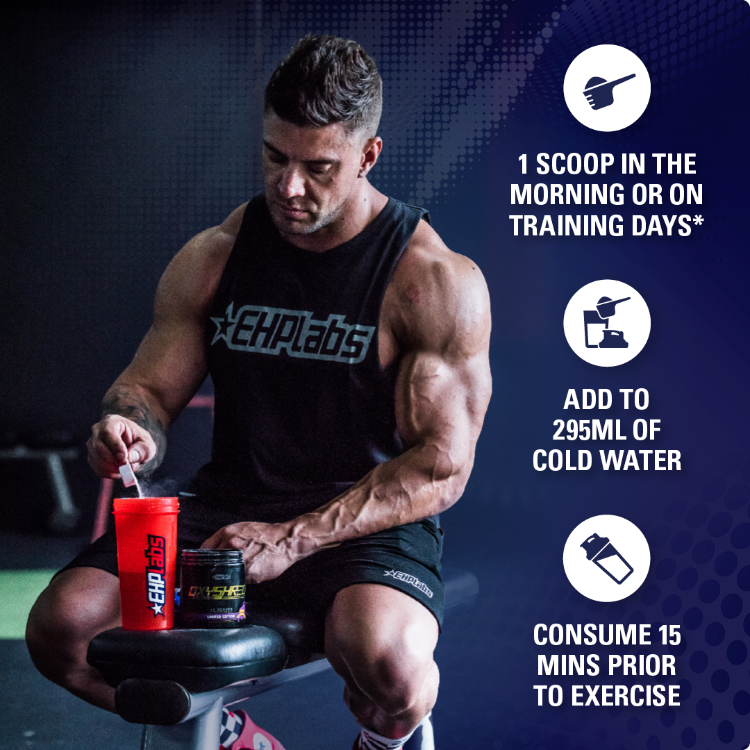EHP Labs OxyShred Hardcore Fat Burner & Energy Booster - 40 Servings (275g) - Weight Loss Supplement for Men & Women - Pre-Workout & Fitness Support