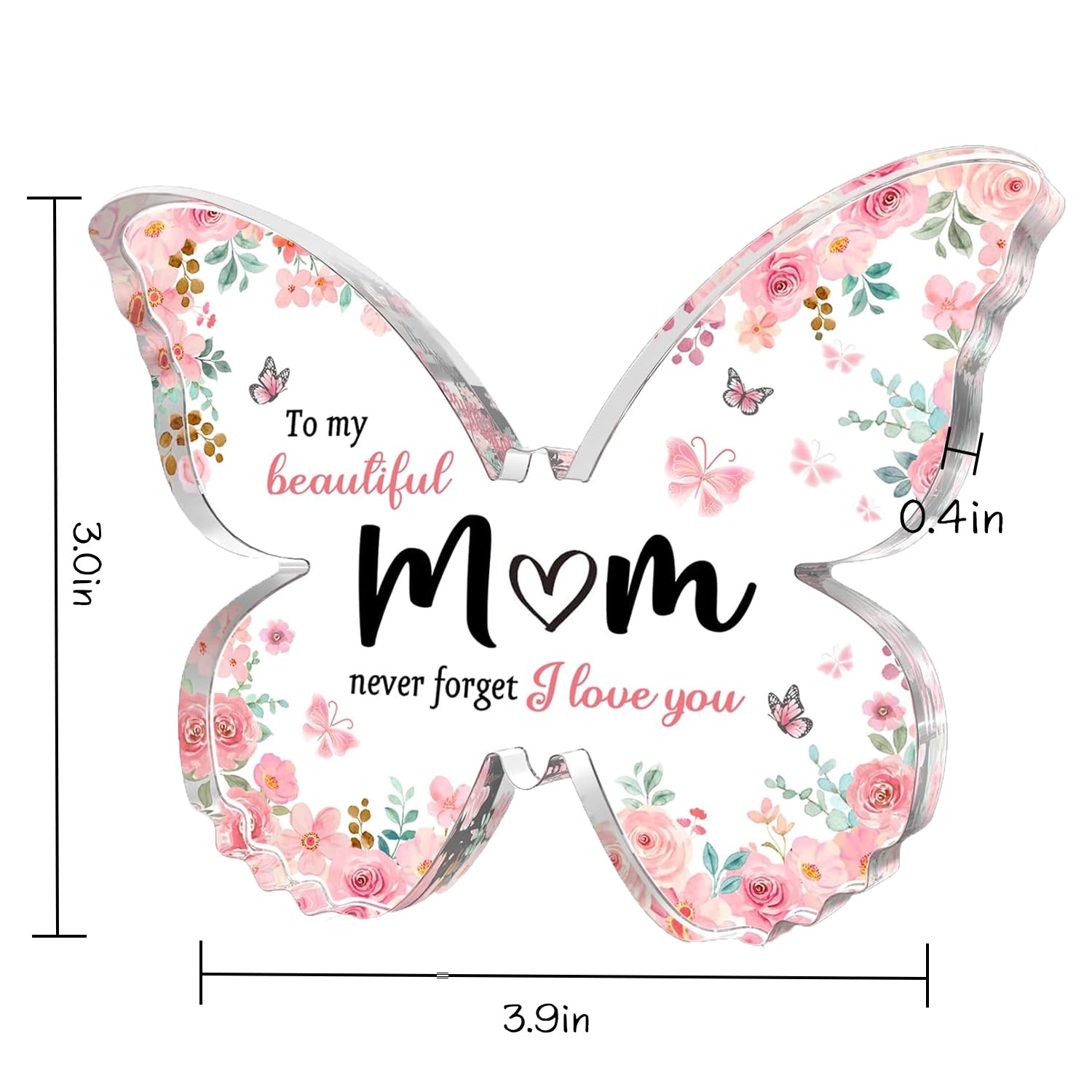 Personalized Acrylic Butterfly Engraved Plaque - 3.9×3.0×0.4 Inch Thoughtful Birthday/Christmas Gift for Mom from Daughter or Son | Perfect for Mother's Day, Anniversary & Home Decor