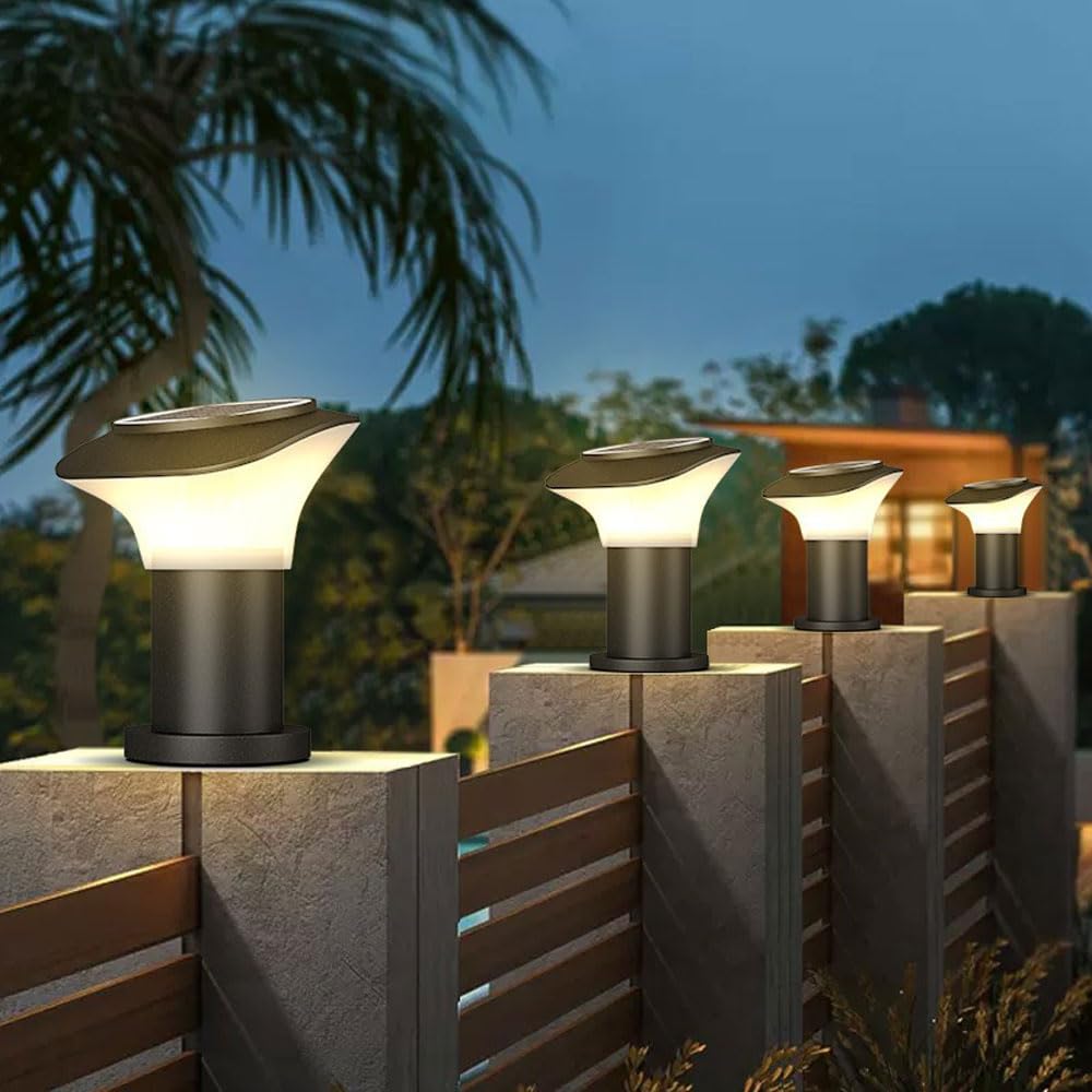 Solar Post Cap Lights Outdoor - Waterproof IP65 LED Landscape Lighting for Fence, Deck, Garden & Patio - Modern Warm White Luxury Design for Pathway, Driveway & Backyard Decoration