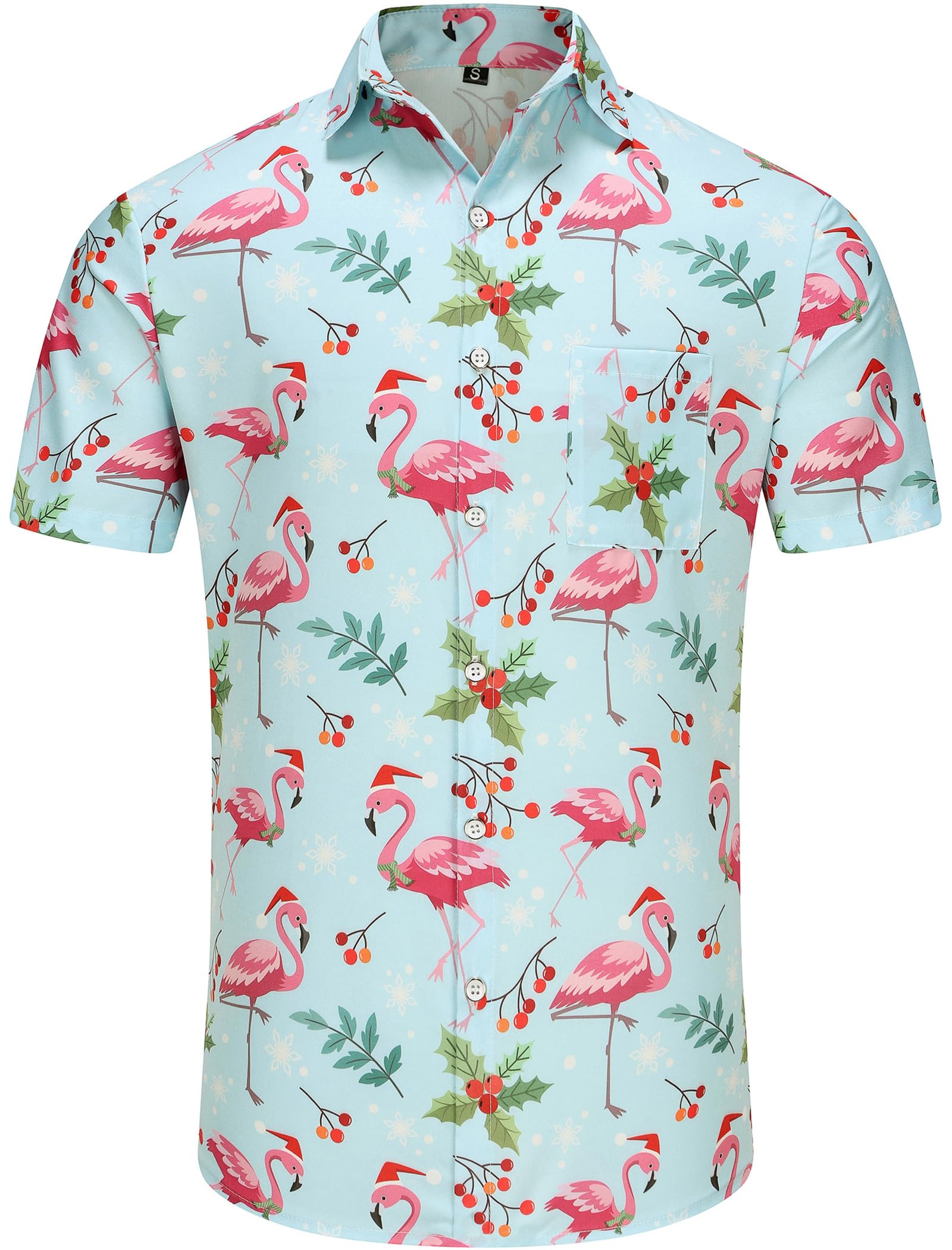 KYKU Men's Hawaiian Shirts - Santa Claus Print Casual Short Sleeve Button Down Shirt with Pocket | Tropical Vacation, Christmas Party & Summer Beach Wear