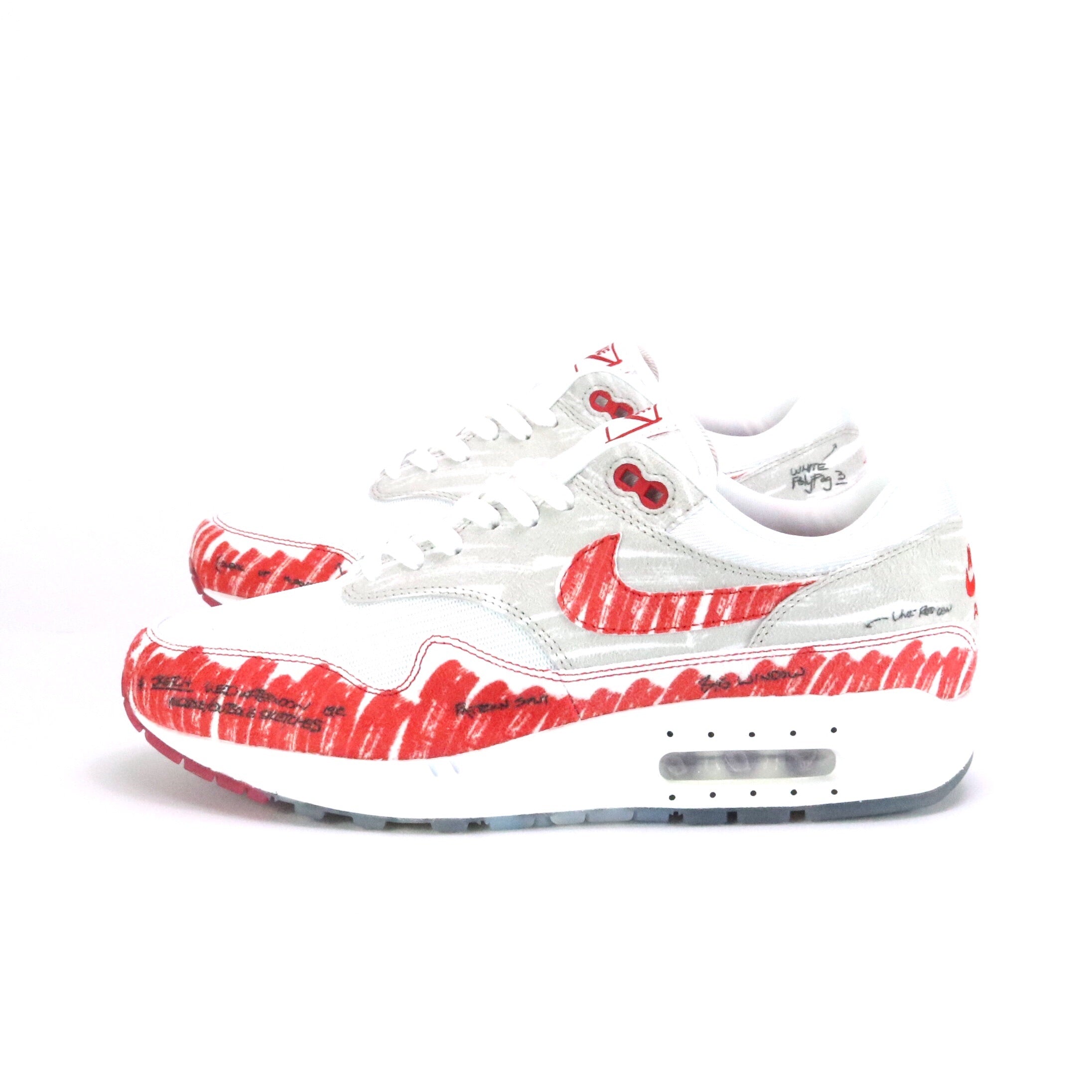 Nike Air Max 1 Tinker Sketch to Shelf Sneakers - White/Sport Red/Black/Neutral Grey - Men's Running Shoes for Casual Wear & Gym Workouts