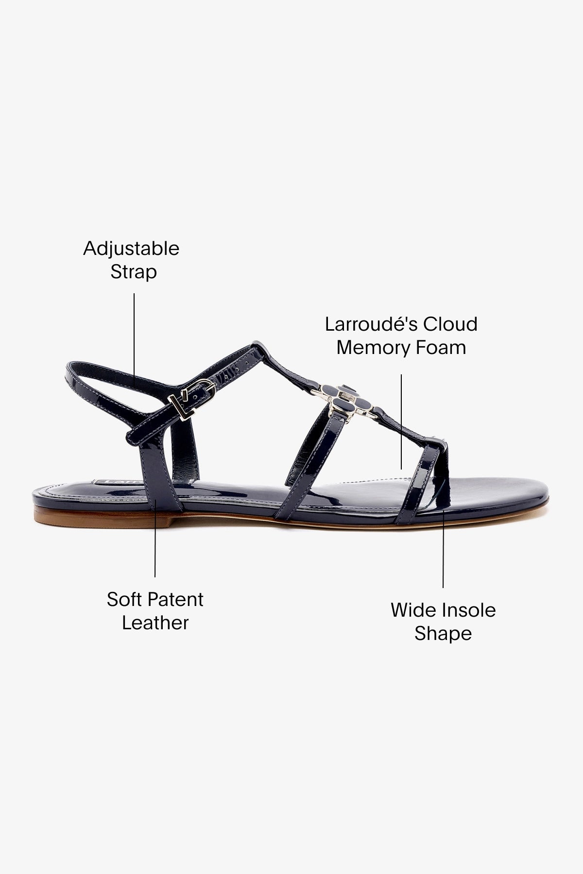 Hana Flat Shoes in Navy Patent Leather - Comfortable & Stylish Women's Ballet Flats for Work, Office, and Casual Wear