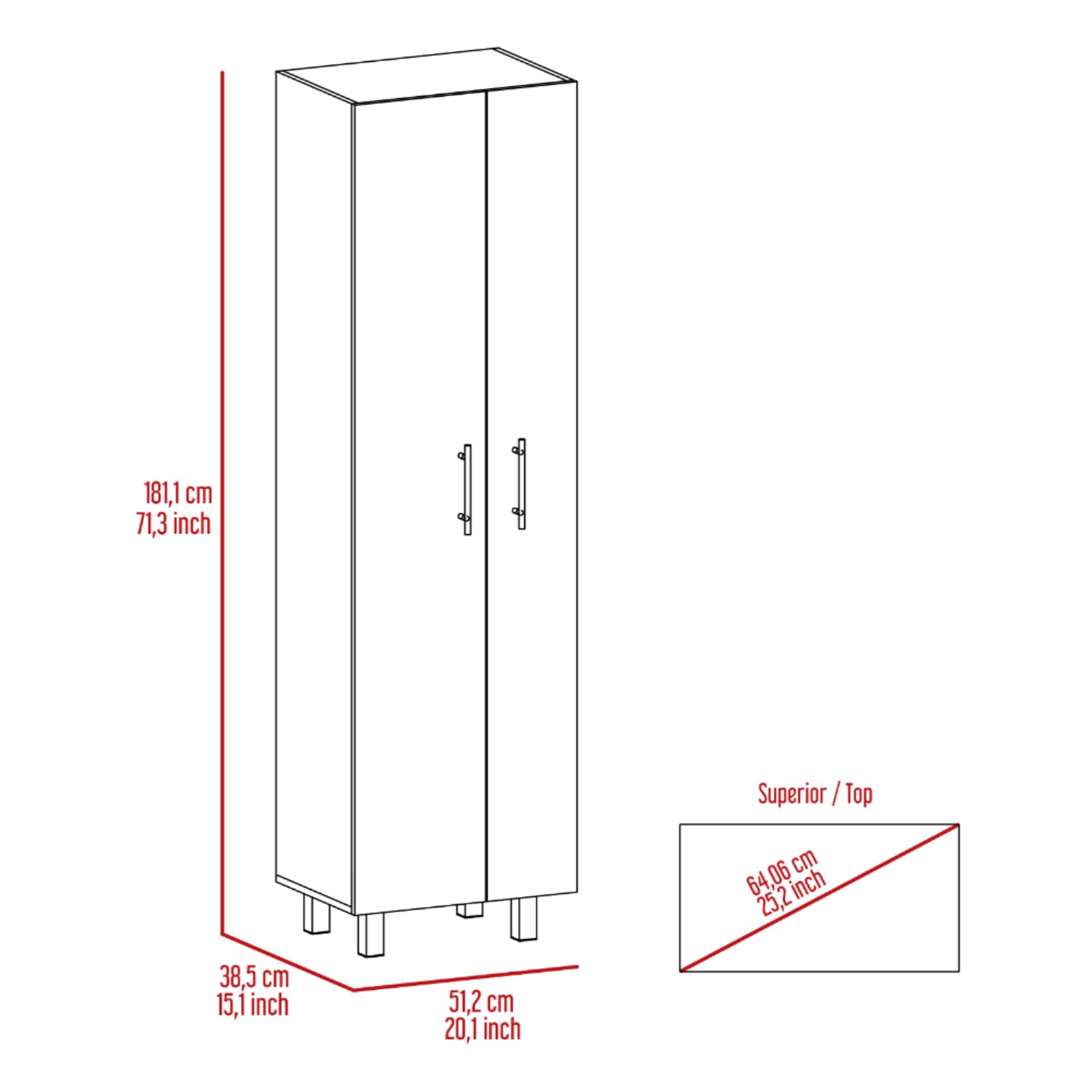 White Bacoa Cleaning Cabinet with 5 Shelves & Broom Hangers - 71.3