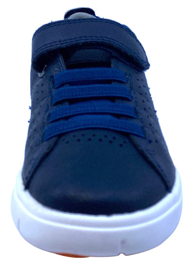 Geox Respira Boys' Hook and Loop Sneakers - Breathable Navy/Orange Athletic Shoes for Kids | Perfect for School, Play & Everyday Wear