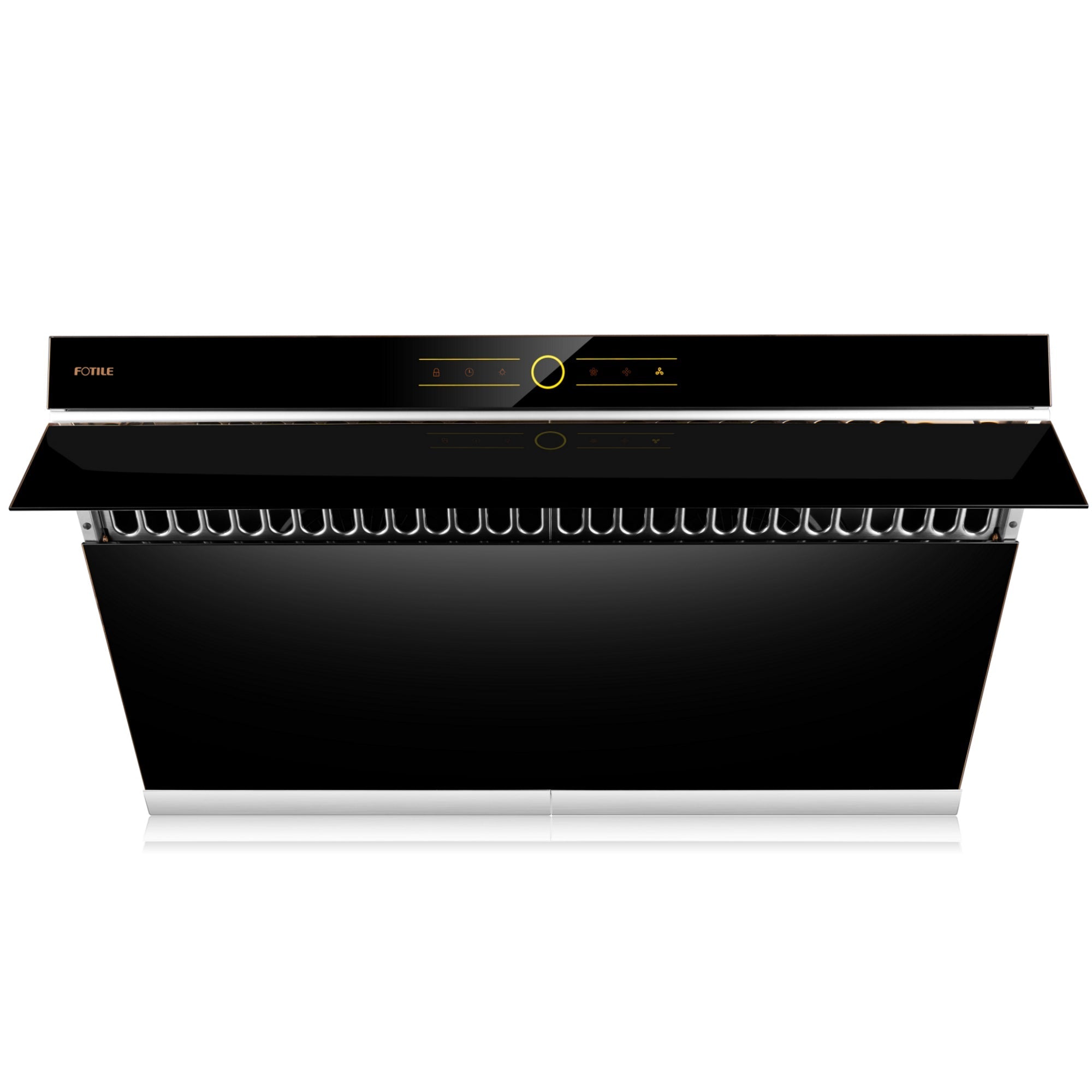 Fotile JQG9001 36-Inch 850 CFM Wall Mount Range Hood with Touchscreen - Onyx Black Tempered Glass Slant Vent for Modern Kitchens | Powerful Smoke & Odor Removal for Cooking, Grilling & Frying