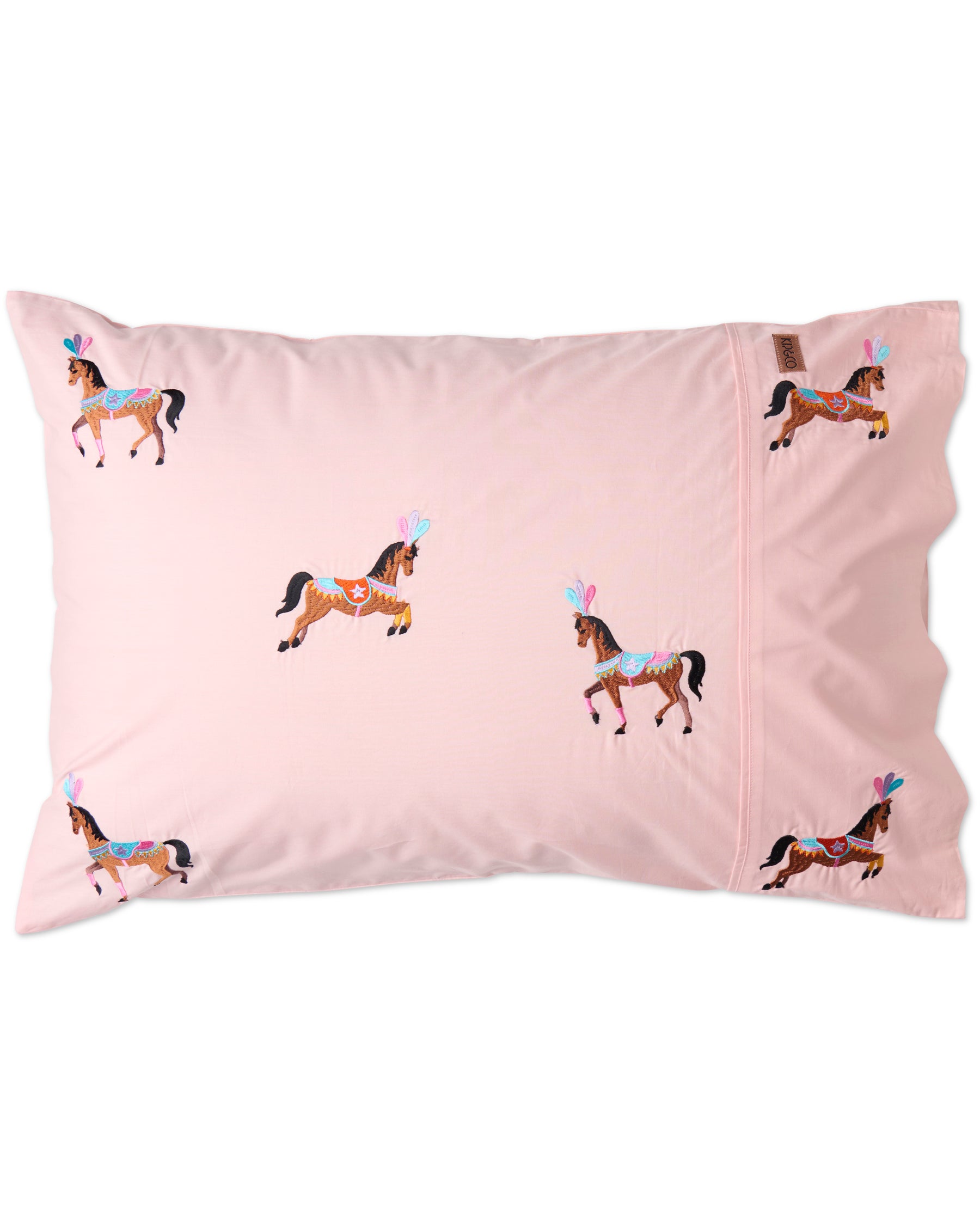 Circus Pony Embroidered Cotton Pillowcase - Soft & Breathable Bedding for Kids' Room Decor, Nursery, or Themed Birthday Party