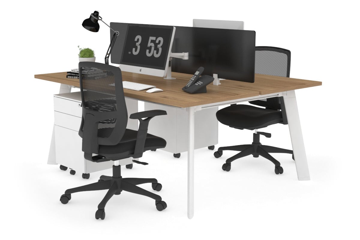 2 Person Workstation with White Frame - 1400L x 700W - Ideal for Office, Home Office & Collaborative Workspaces
