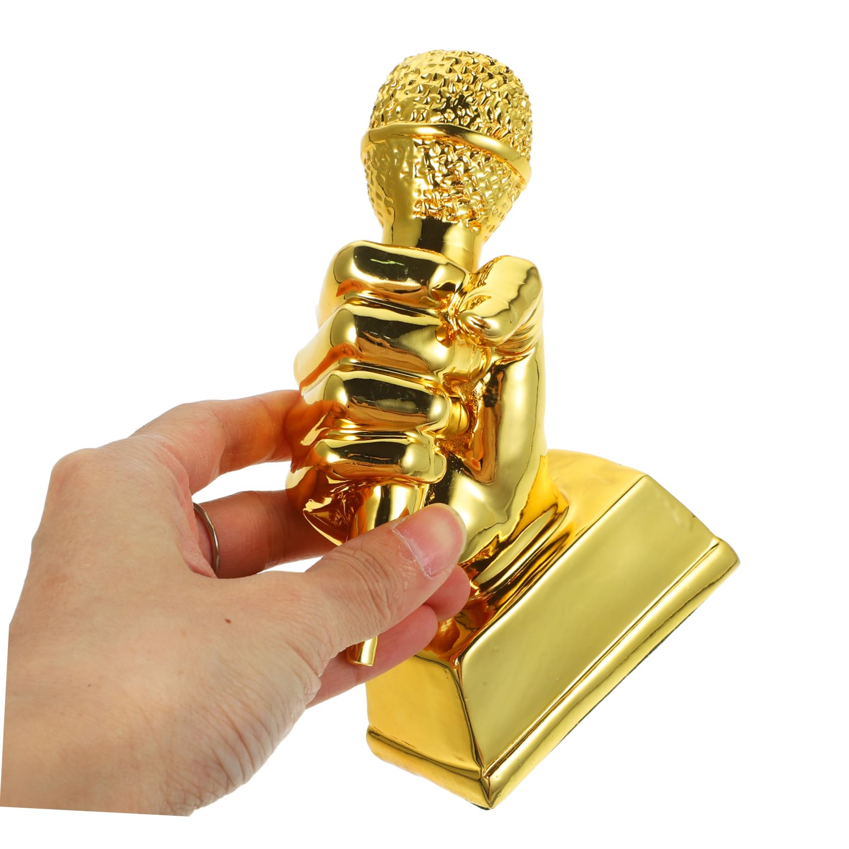 Milisten 2-Pack Golden Microphone Trophy Awards - Mini Microphone Party Favors, Radio & Music Voice Prize Toys for Karaoke Nights, Talent Shows & Award Ceremonies