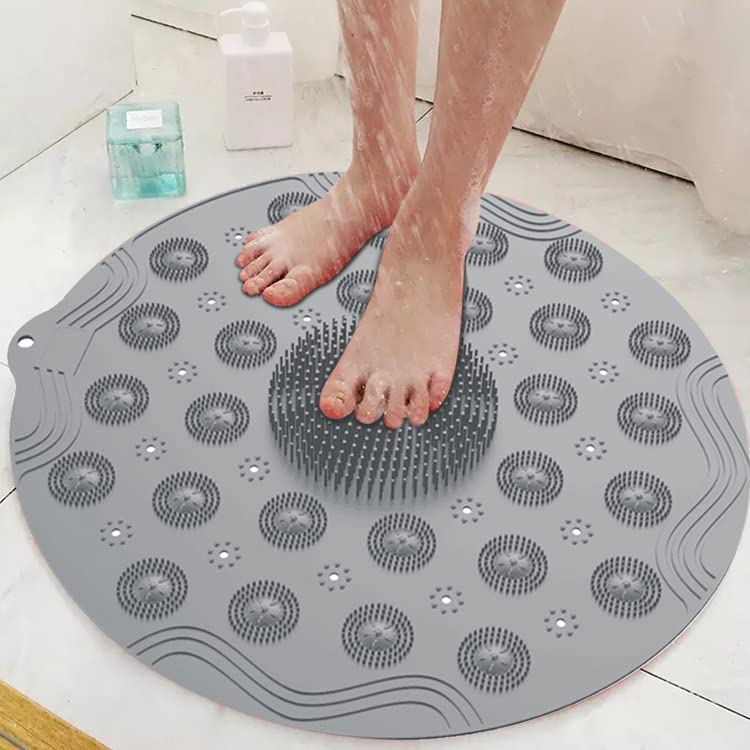 HAMEX Silicone Foot and Back Scrubber Mat - Exfoliating, Softening & Soothing Bath Mat with Non-Slip Suction Cups | Pack of 1 | Perfect for Shower, Bathtub & Spa Relaxation
