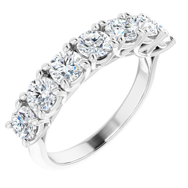 1.75 Carat Round Cut Diamond Wedding Band - 7 Stone Engagement Ring for Women, Bridal Jewelry, Anniversary Gift, Proposal, Special Occasions