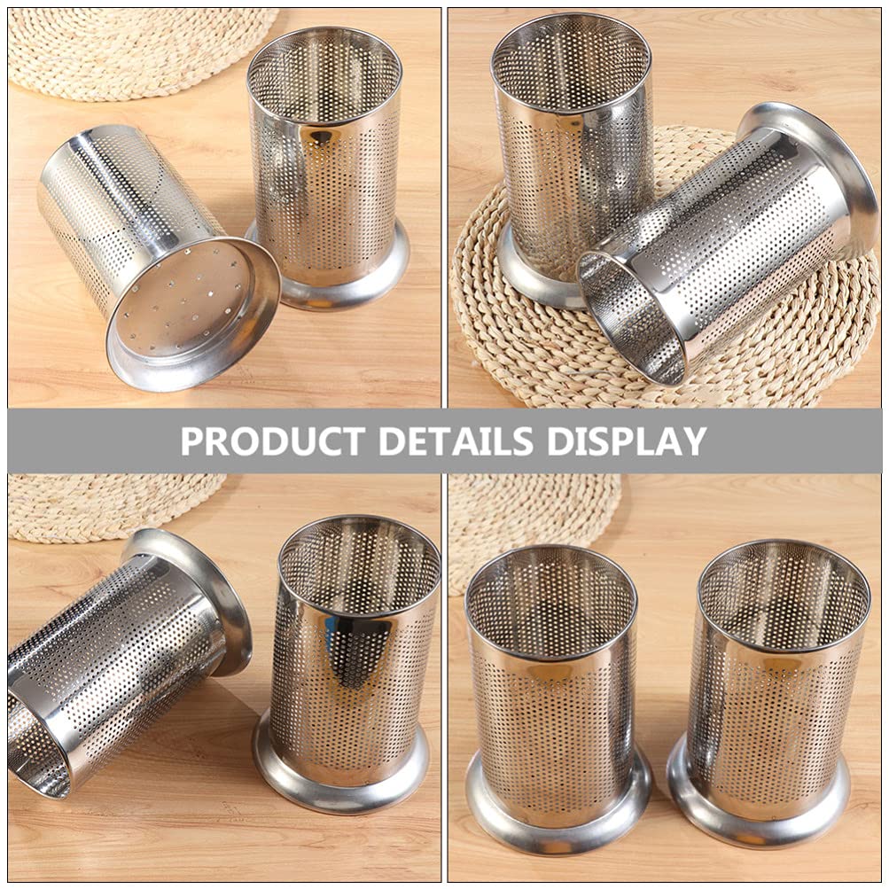 2-Pack Stainless Steel Kitchen Utensil Holder - Multi-Purpose Chopstick, Straw & Silverware Organizer for Countertop - Perfect for Kitchen, Home Office & Desk Organization (Pen Holder Included)