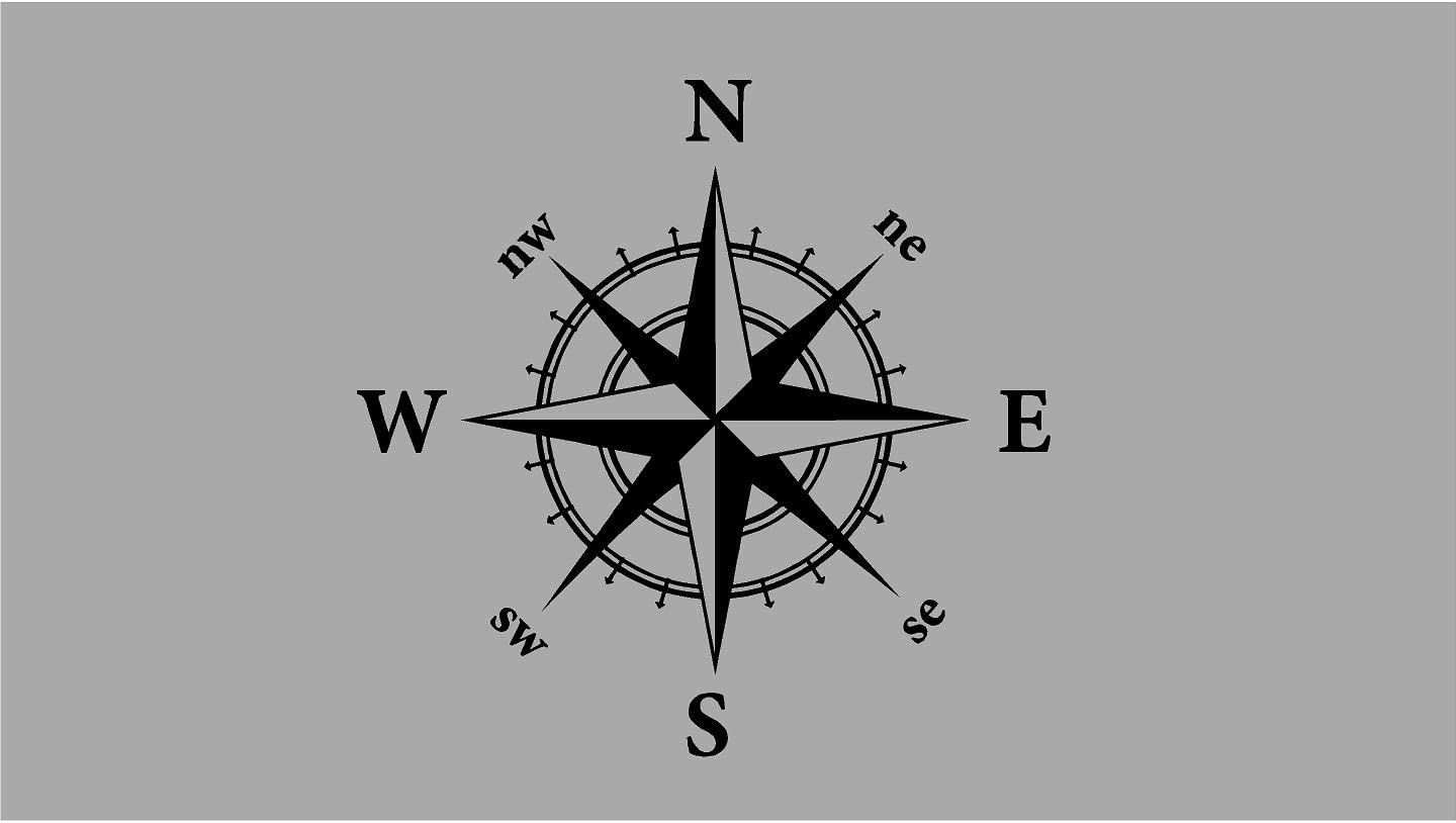 ARWY Compass Decal Car Sticker - 19.5x19.5cm Black Vinyl Decal for Windows, Hood & Bumper - Perfect for Off-Road Vehicles, Trucks & Adventure Enthusiasts