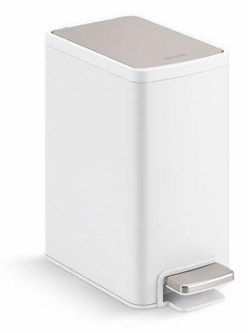 6 Liter Step Trash Can - Stainless Steel & White Kitchen Garbage Bin with Foot Pedal | Kohler 31319 STW | Ideal for Home, Office & Bathroom Waste Disposal