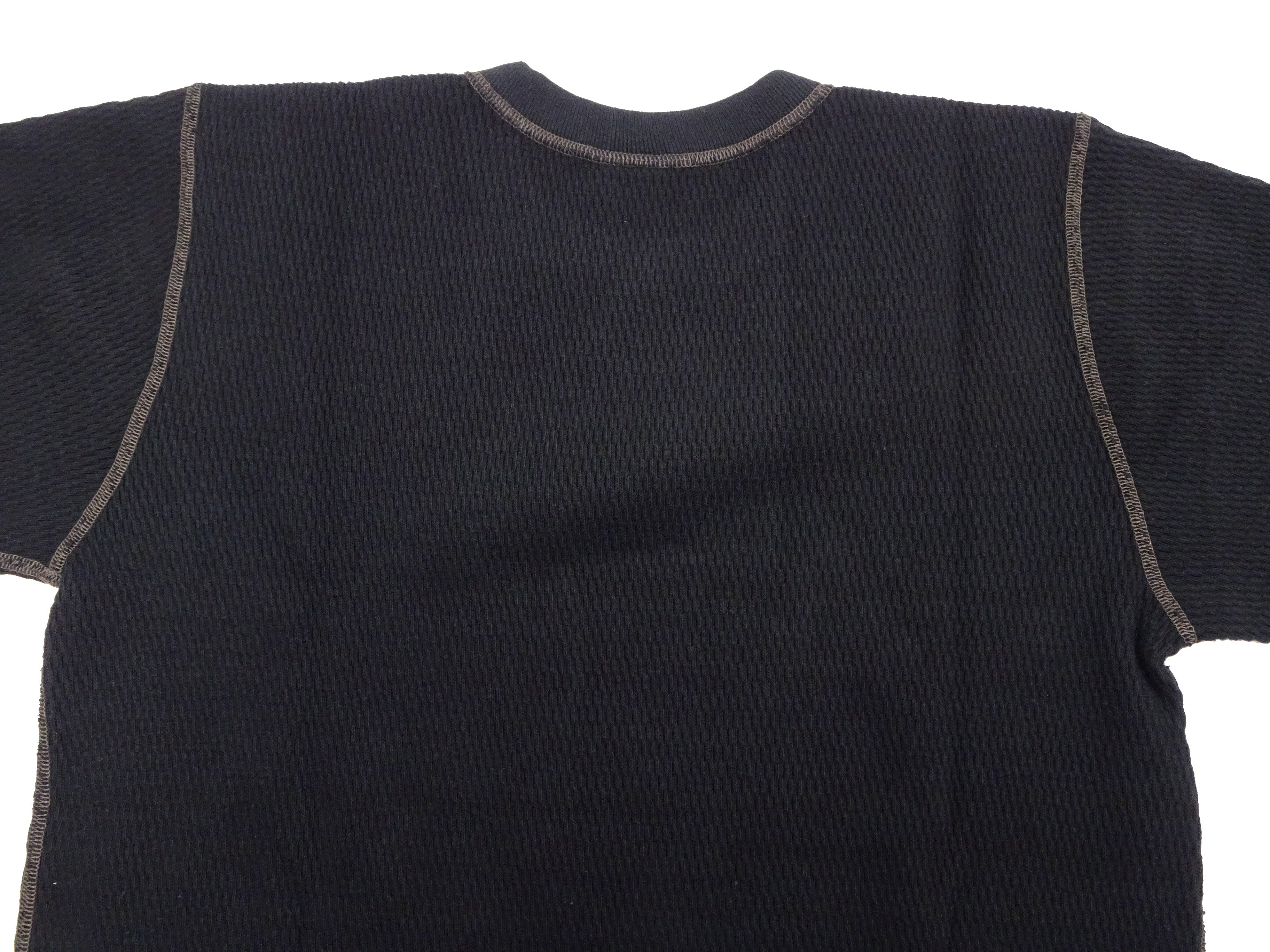 Buzz Rickson Men's Waffle Knit Thermal Long Sleeve Crew Neck T-Shirt - BR63755 Black - Perfect for Casual Wear, Outdoor Activities & Layering in Cool Weather