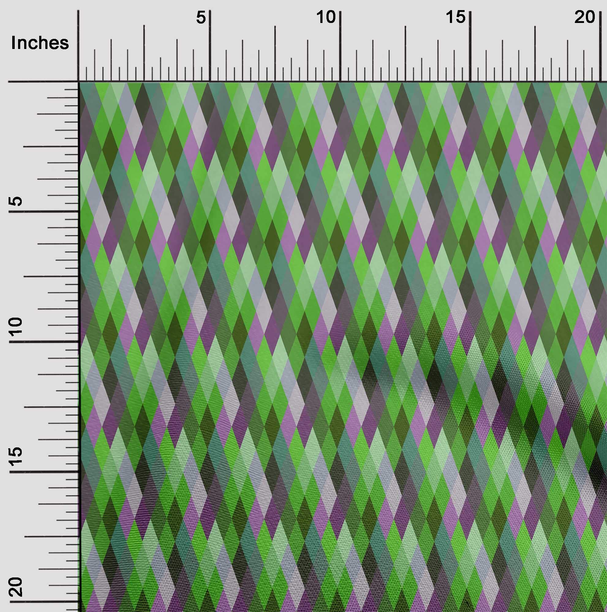 oneOone Georgette Viscose Green Argyle Check Fabric - 42 Inch Wide Printed Sewing Material by The Yard for DIY Clothing & Dressmaking | Perfect for Blouses, Scarves, and Home Decor Projects