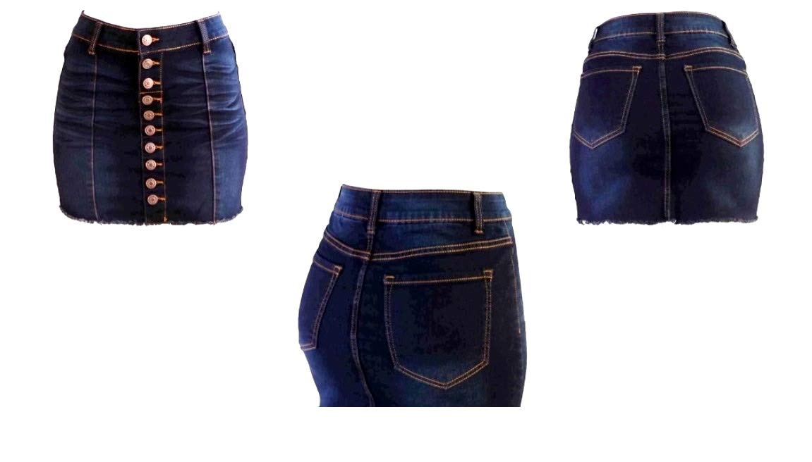 Jack David Women's Plus Size Stretch Denim Button Front Skirt - Comfortable Twill Fabric in Sizes 1X, 2X, 3X - Perfect for Casual Outings, Office Wear & Weekend Errands