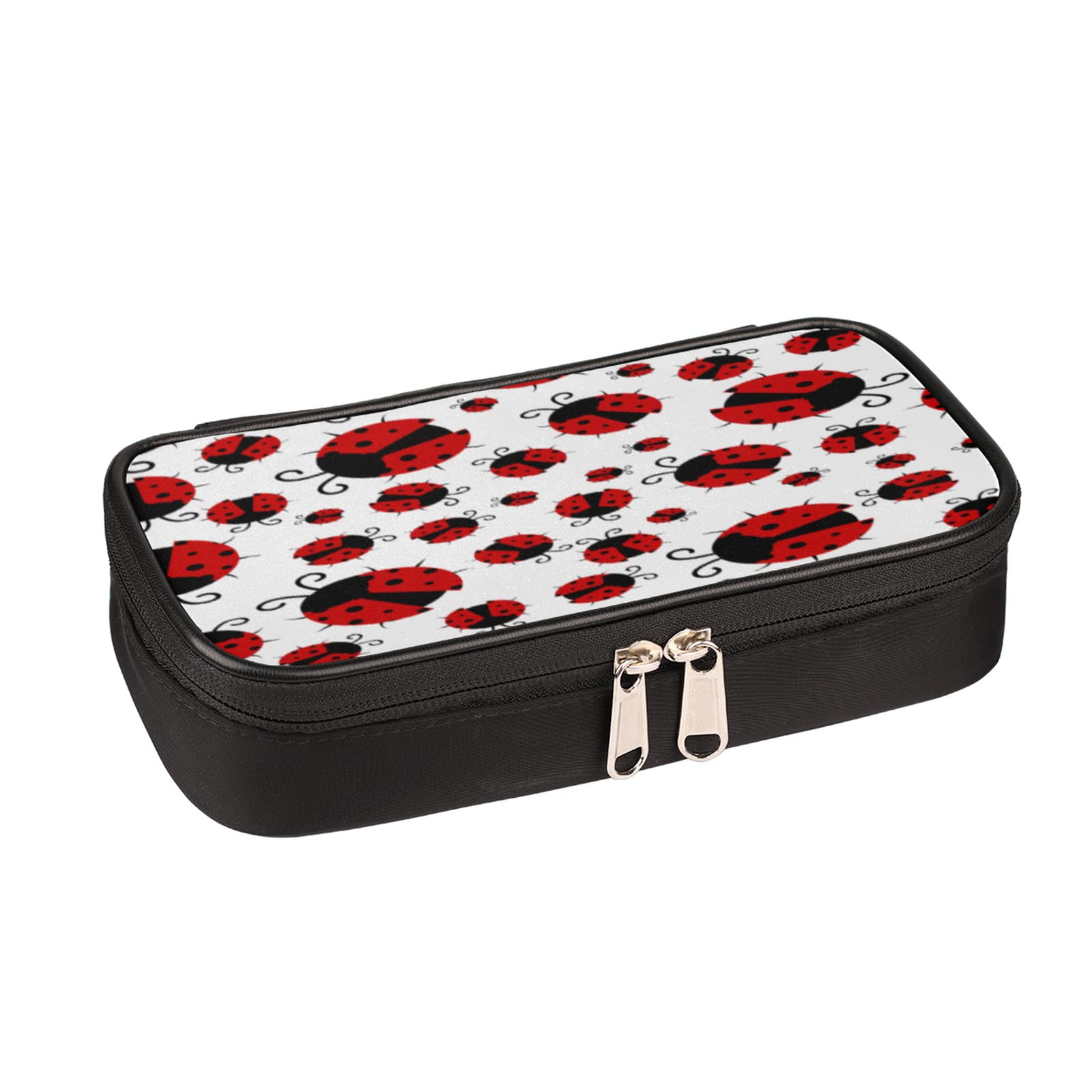 Large Capacity Pencil Case with Zipper - Cute Ladybug Print Durable Pencil Pouch for School, Office & Travel - Stationery Organizer for Kids, Teens & Adults (Boys & Girls) - Perfect for Backpack, Desk & On-the-Go Organization