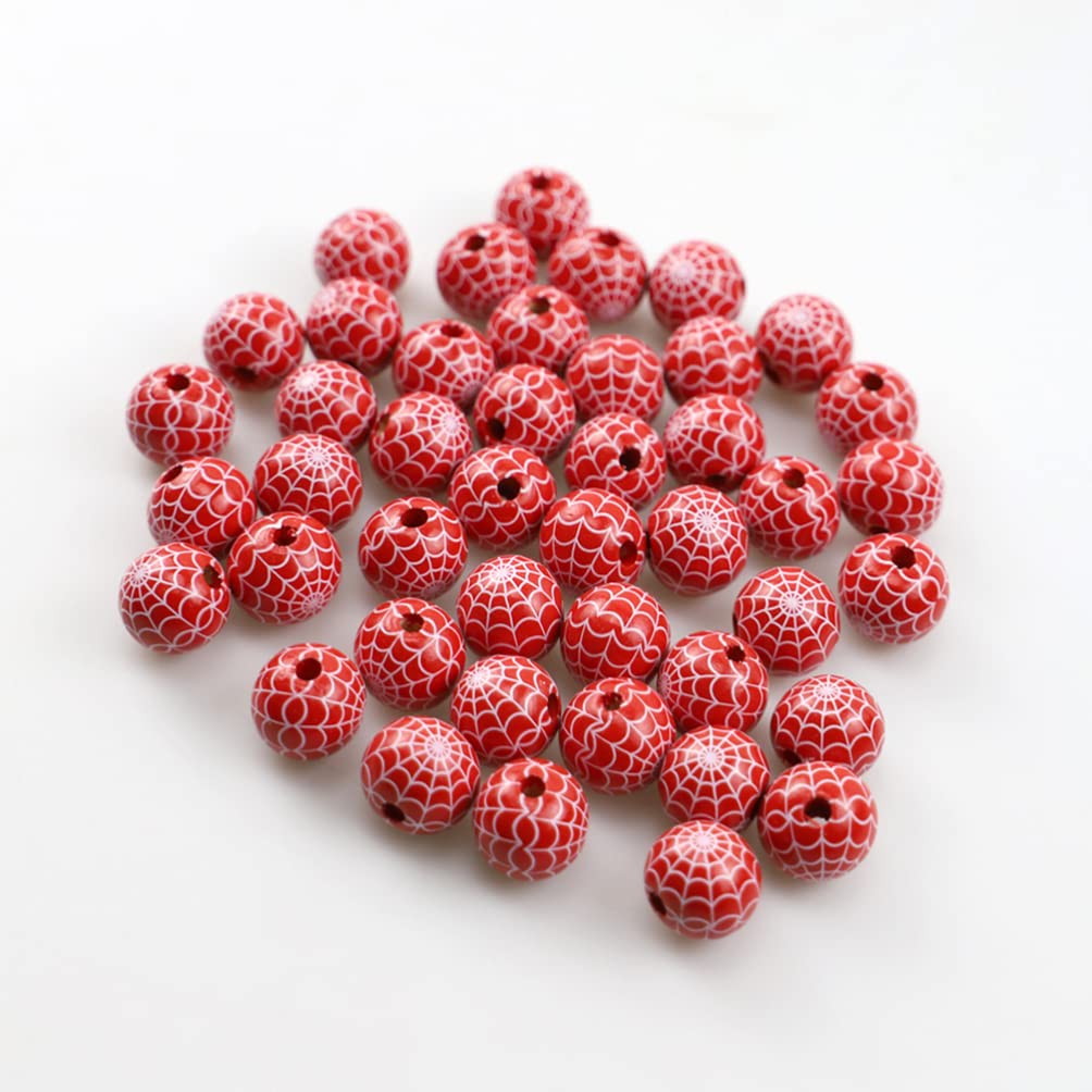30pcs Halloween Cobweb Wood Beads - Round Polished DIY Craft Beads for Jewelry Making, Costume Accessories & Home Decor