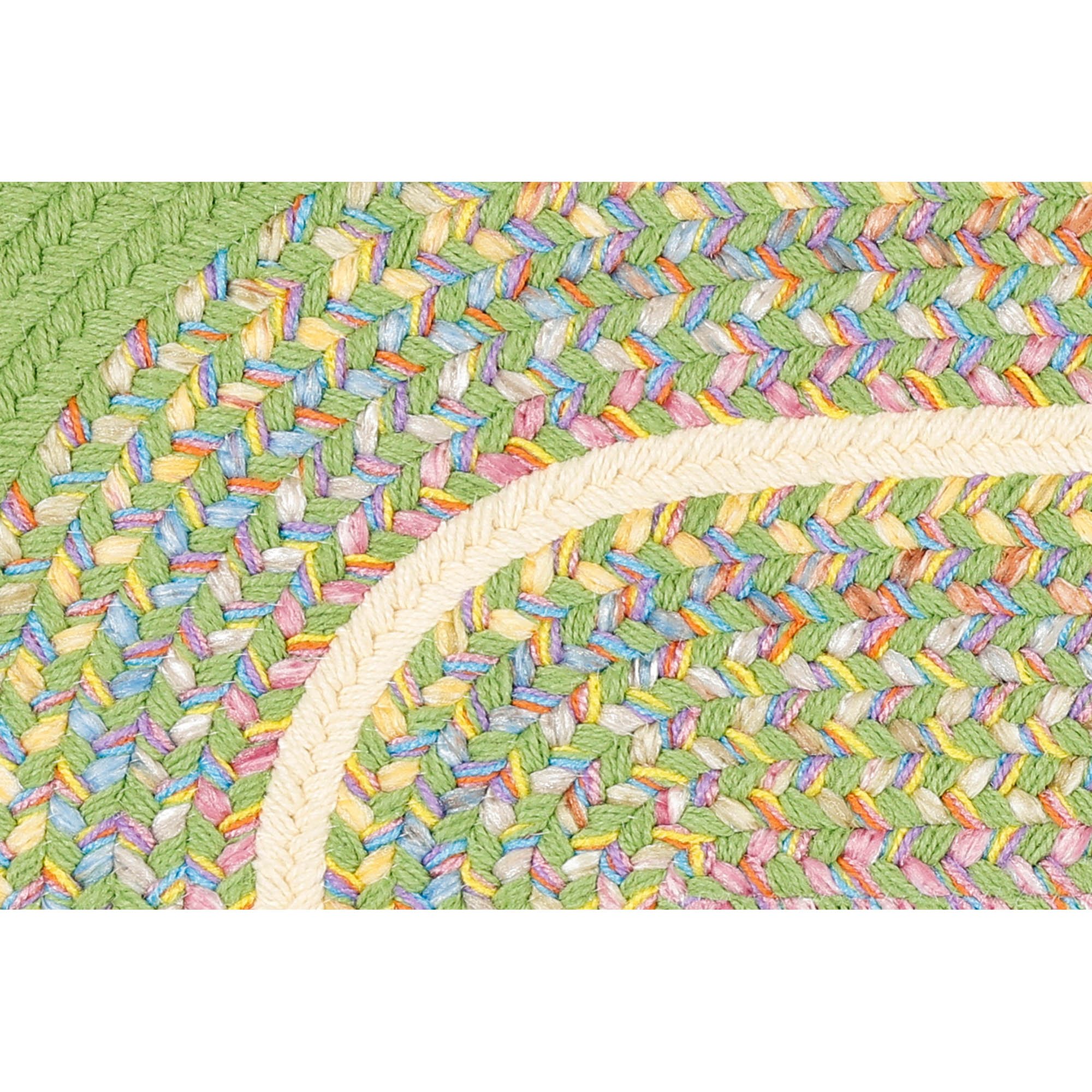 Juvi Braided Playful Nursery Rug - 2' x 6' Oval Non-Slip Kids Area Rug with Solid Border in Lime Green | Perfect for Baby Rooms, Play Areas & Toddler Bedrooms