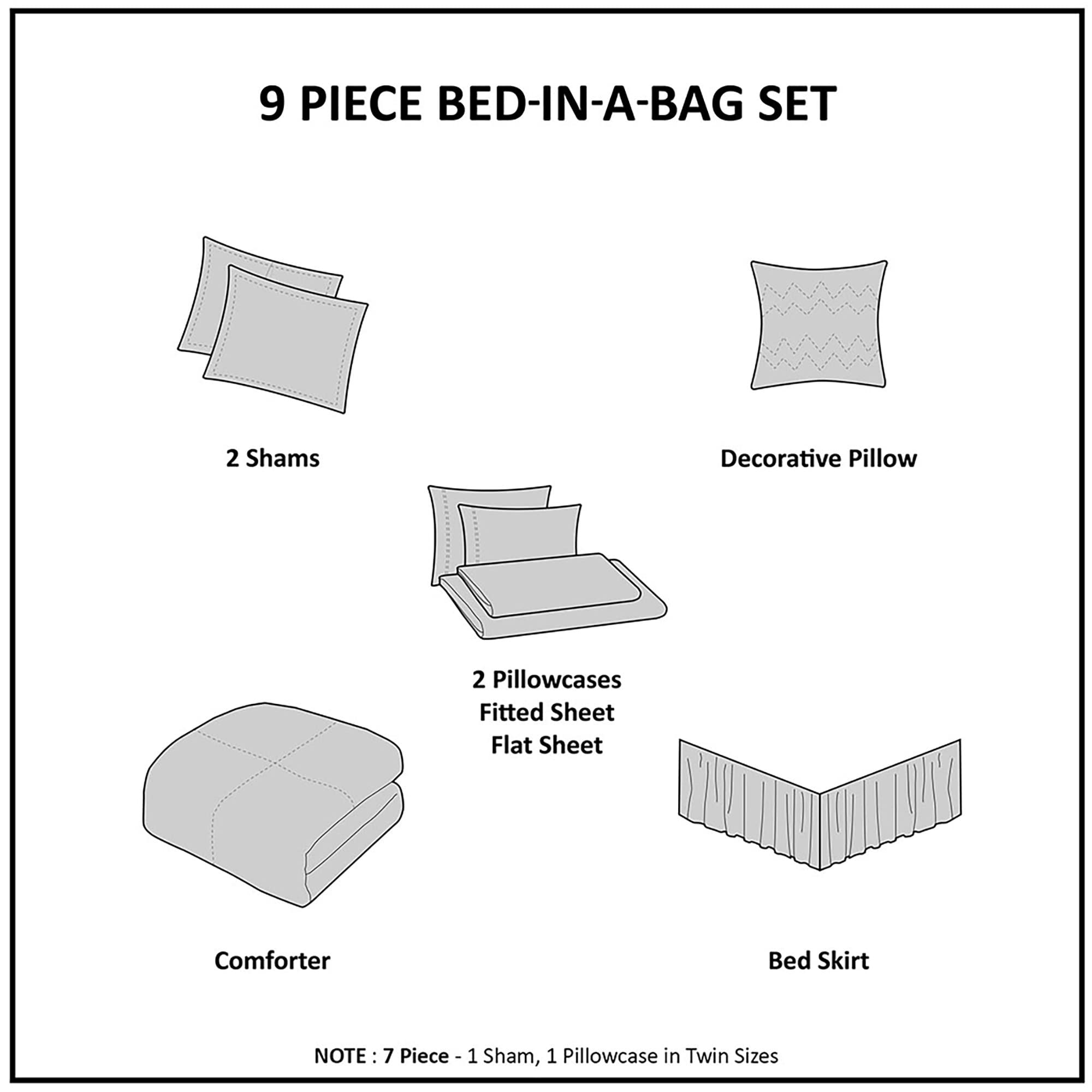 Madison Park Essentials Serenity 9-Piece Bed in a Bag Comforter Set - Medallion Damask Design, All-Season Cotton Bedding with Sheet Set & Bedskirt, Full Size (78