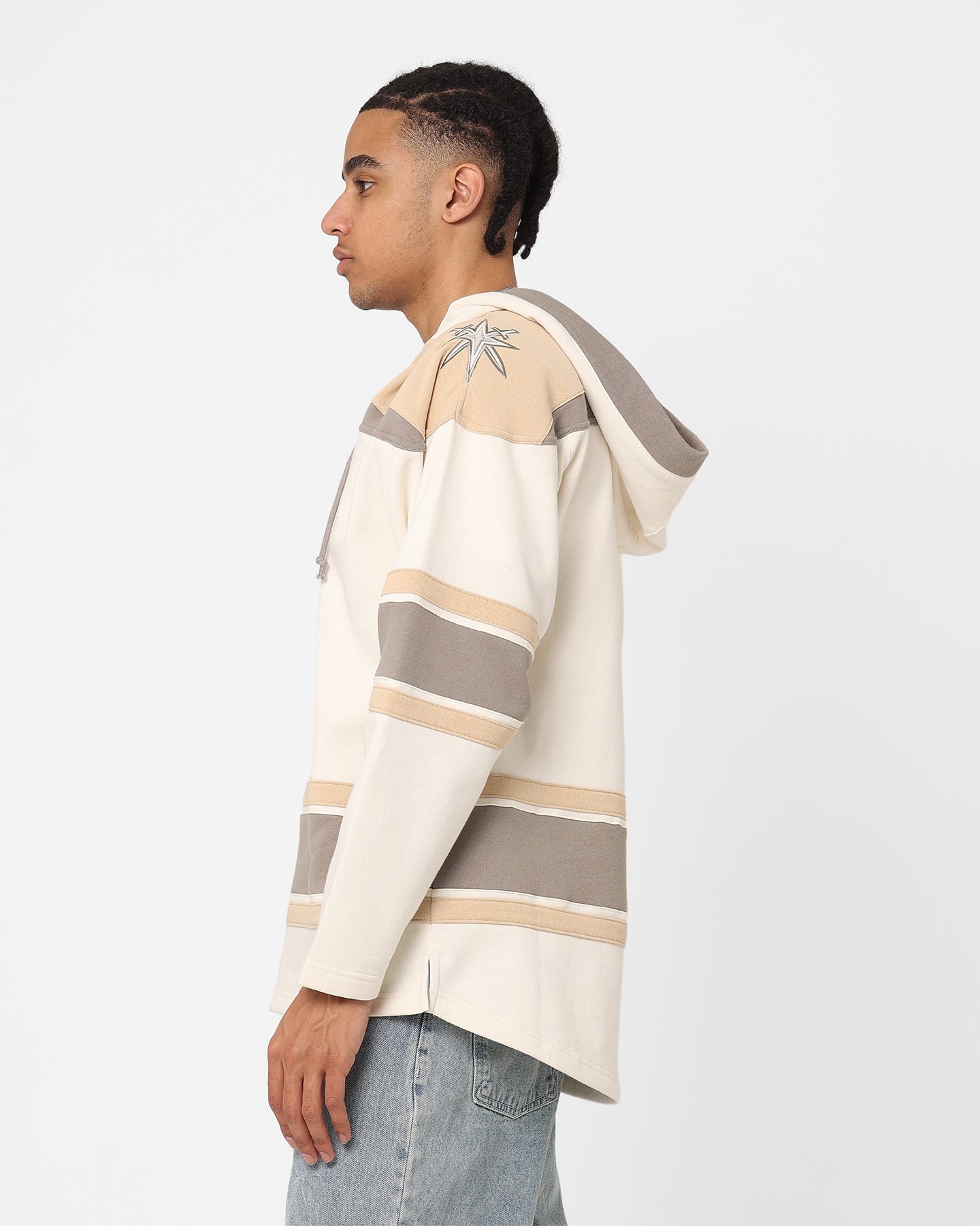 47 Brand Las Vegas Knights Superior Lacer Hoodie - Cream/Khaki | Men's NHL Hockey Pullover Sweatshirt | Warm Fleece Lined for Winter Games & Casual Wear