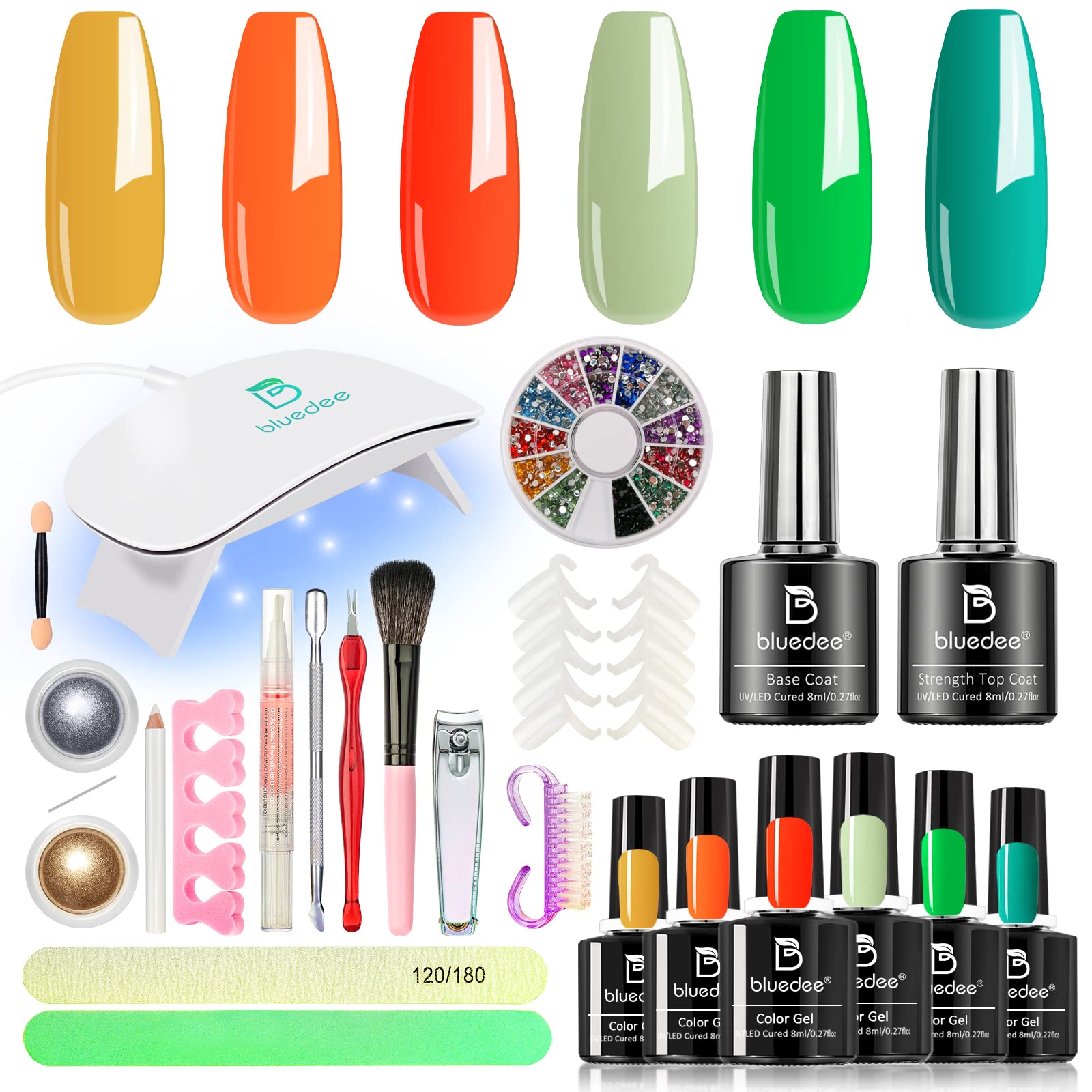 6Pcs Soak Off Gel Nail Polish Kit with Base & Top Coat - DIY Manicure Set for Home Nail Art, Valentine's Day Gift | Perfect for Salon-Quality Nails at Home, Bridal Parties & Self-Care Days