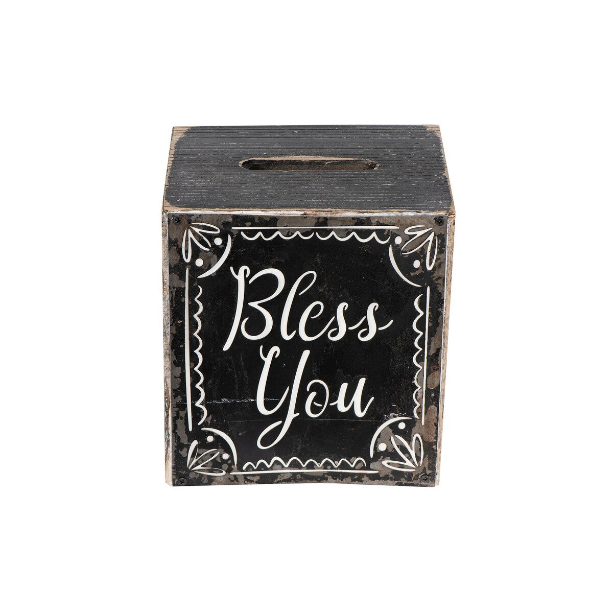 Bless You Black and White Wooden Tissue Box - Elegant Home Decor for Living Room, Bedroom, or Bathroom - Perfect for Tissues and Decorative Storage