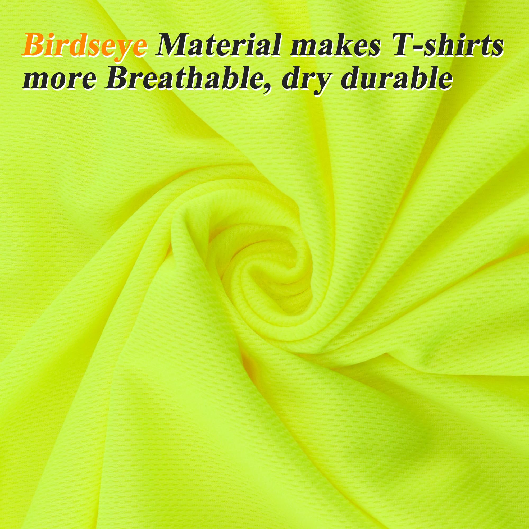 High Visibility Safety T-Shirts - Long Sleeve Hi-Vis Performance Athletic Shirts (Multipack) for Construction, Running & Outdoor Work