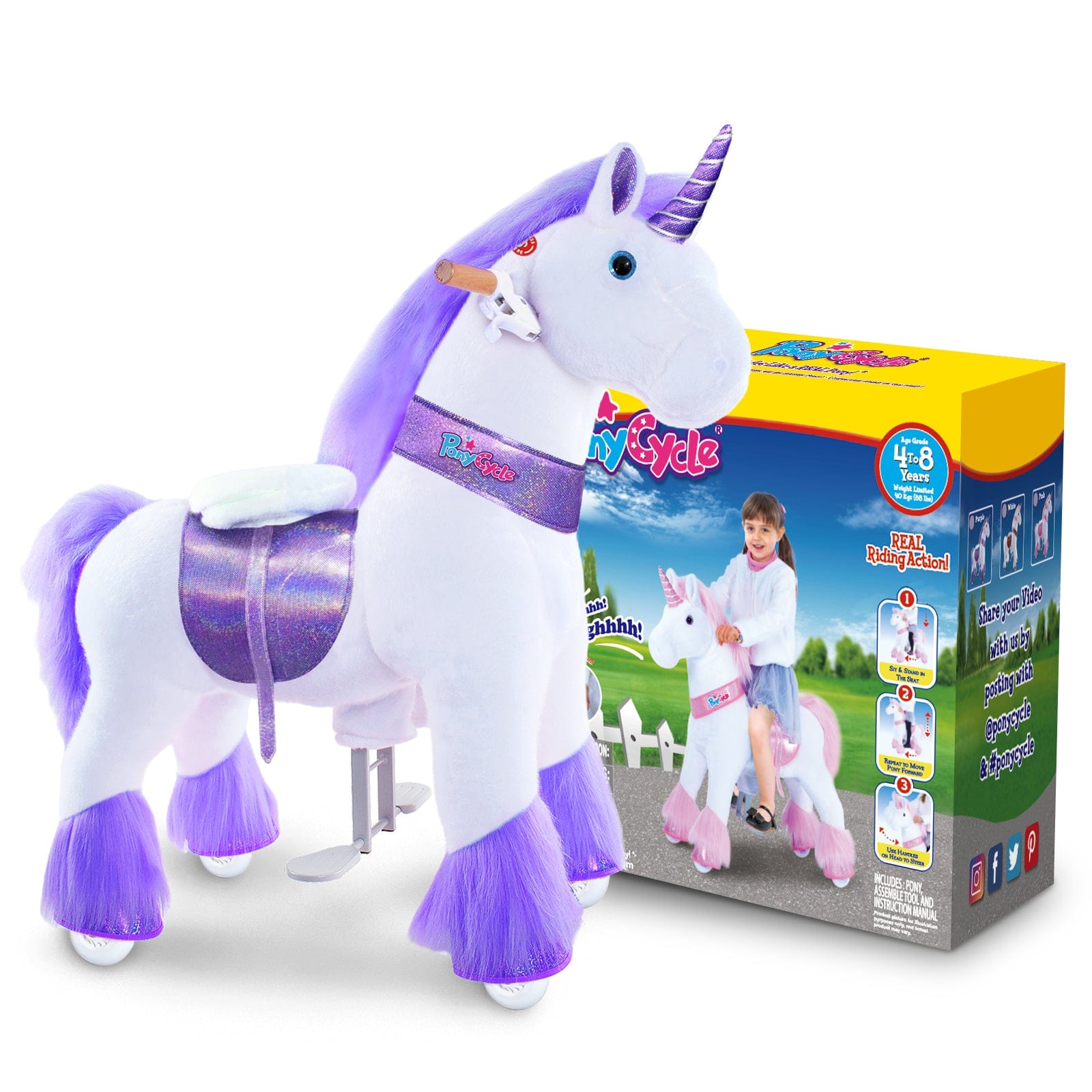 Ponycycle Ride-On Toy for Kids Ages 3-5 | Interactive Rocking Horse with Realistic Sounds | Perfect for Indoor Play, Birthday Gifts & Preschool Learning Activities