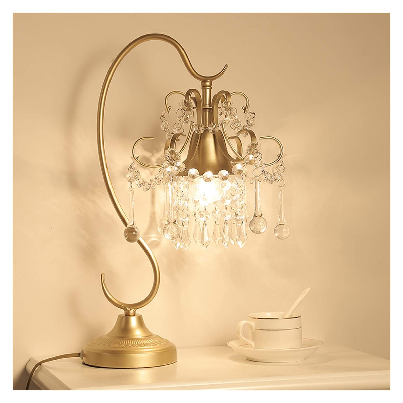Luxury Crystal Table Lamp with Copper-Plated Base - 18.5