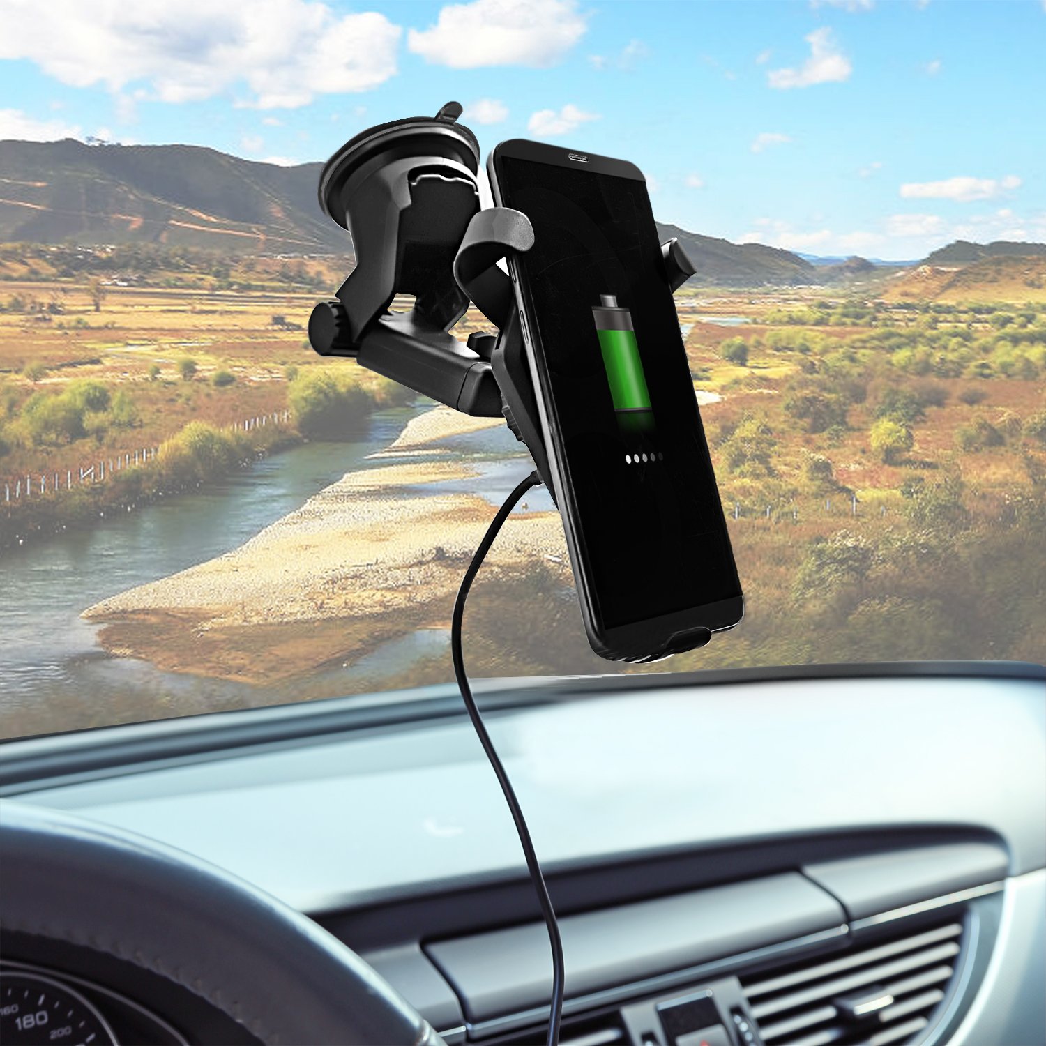 Jacksonville Jaguars NFL Team Logo Wireless Car Charger - Fast Qi Charging Pad for iPhone, Samsung, Android Phones - Perfect for Jaguars Fans & Road Trips
