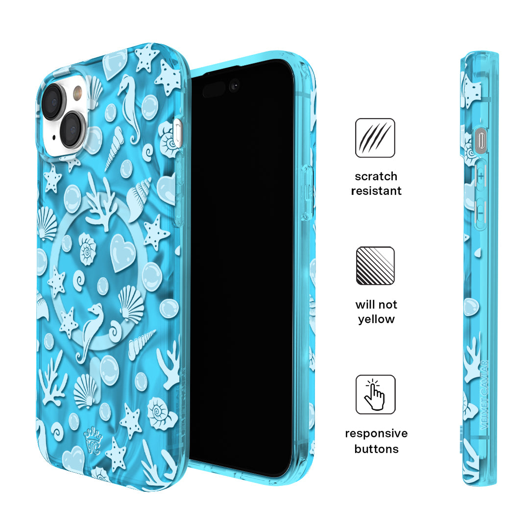 Aquamarine Holographic iPhone Case - Durable & Stylish Phone Cover for iPhone 13/14/15, Waterproof & Shockproof Protection - Perfect for Everyday Use, Travel, and Outdoor Activities