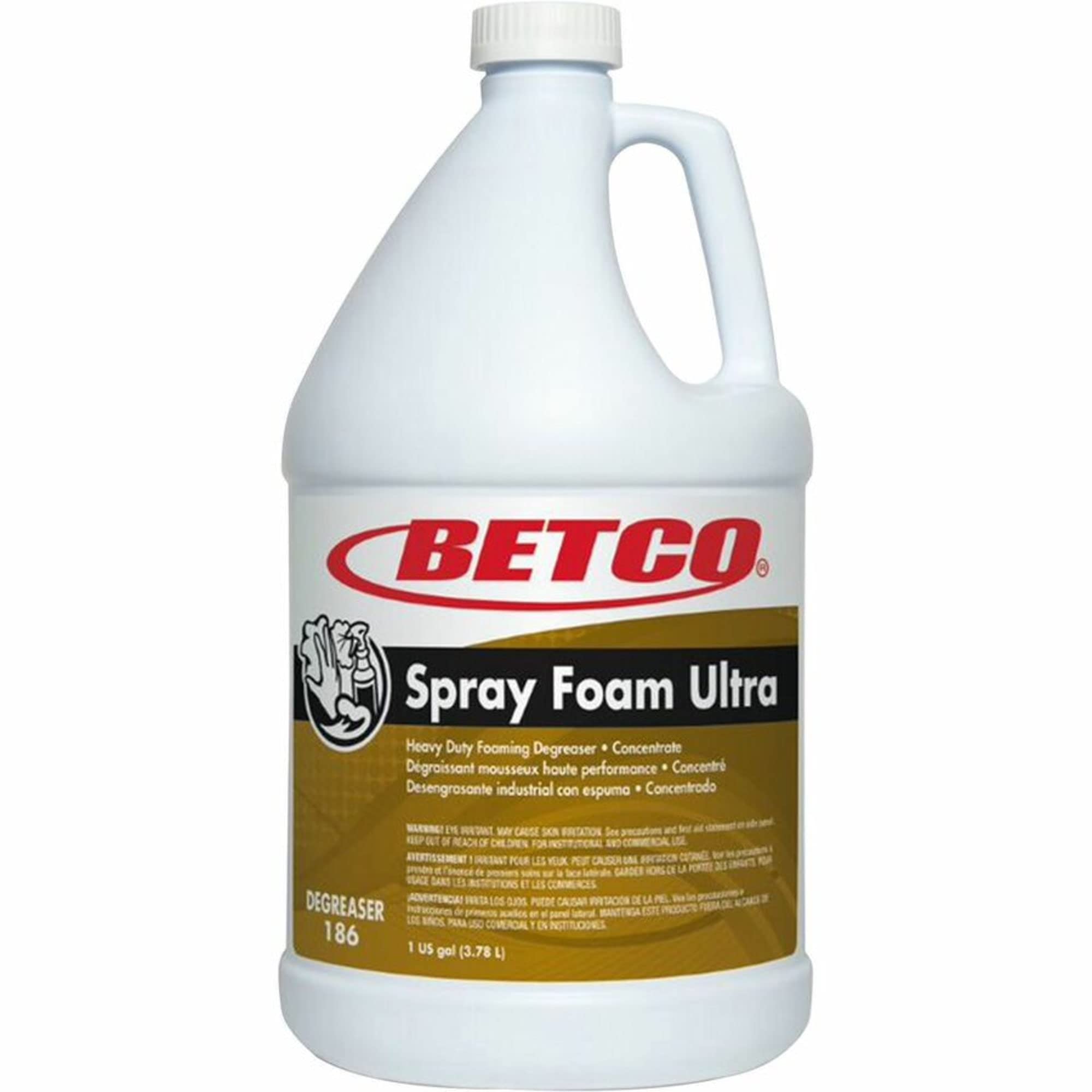 Betco Spray Foam Ultra Degreaser - 128 Oz (4 Gallon Case) | Heavy-Duty Commercial Kitchen Cleaner | Removes Grease, Oil & Stubborn Stains | Ideal for Restaurants, Food Trucks & Industrial Use