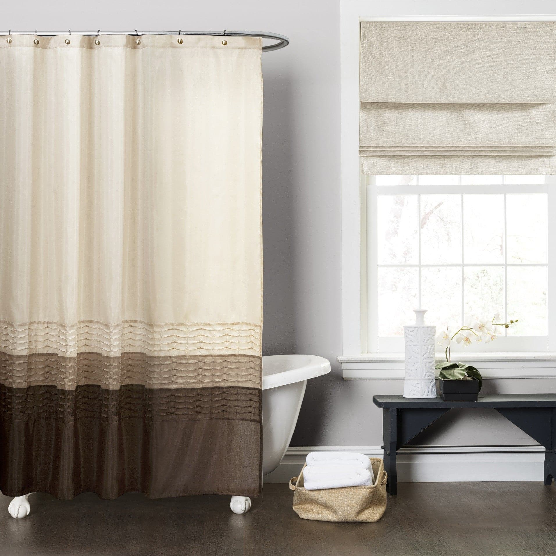 Waterproof Polyester Fabric Bath Shower Curtain with 12 Hooks - Elegant Floral Design for Bathroom Decor, Perfect for Home, Hotel, and Spa Use