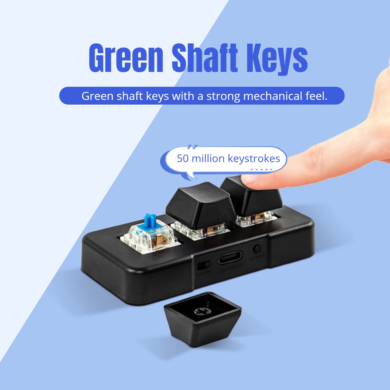 Yoidesu 3 Key Mini RGB Mechanical Gaming Keypad - One Handed Programmable Macro Keyboard with USB Plug & Play - Perfect for Gaming, Office Work & DIY Programming (Ideal for MMO, CAD Design & Stream Deck Shortcuts)