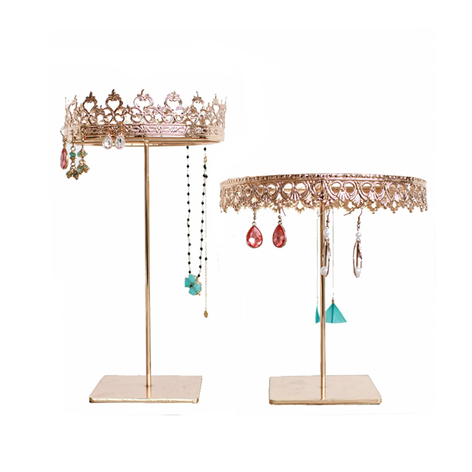 ZLASS 2-Piece Rotating Jewelry Display Stand - Necklace, Bracelet & Earring Organizer Hanger with Hanging Towers - Perfect for Jewelry Stores, Boutiques & Home Organization