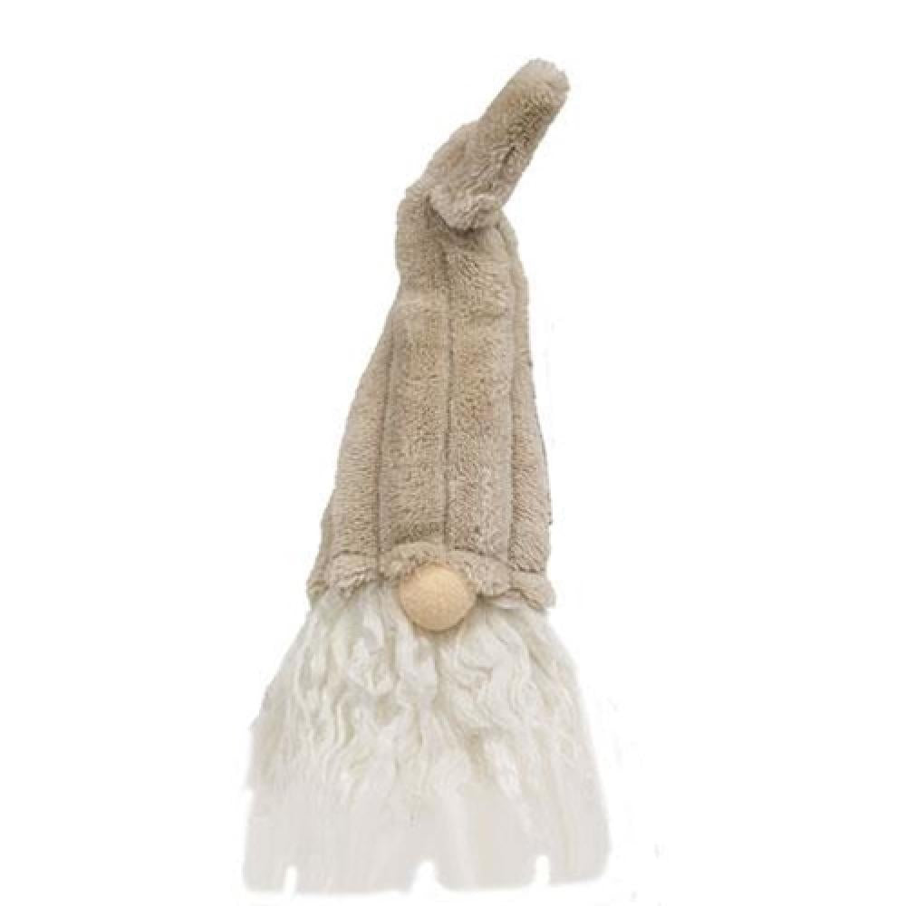 Soft Plush Beige Gnome with Ribbed Hat - Cute Christmas Decor for Home, Office, and Holiday Party Decoration
