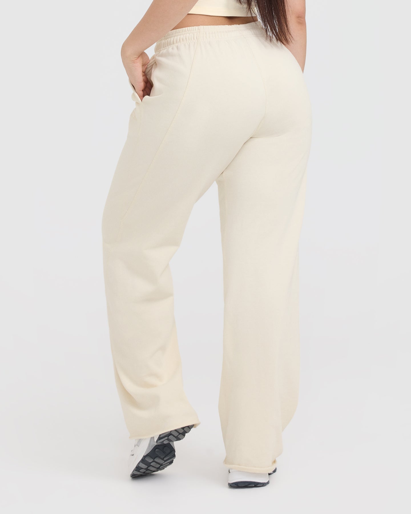 Raw Lounge Wide Leg Joggers for Women - Soft Comfortable Off White Yoga Pants - Perfect for Home, Yoga, and Casual Wear