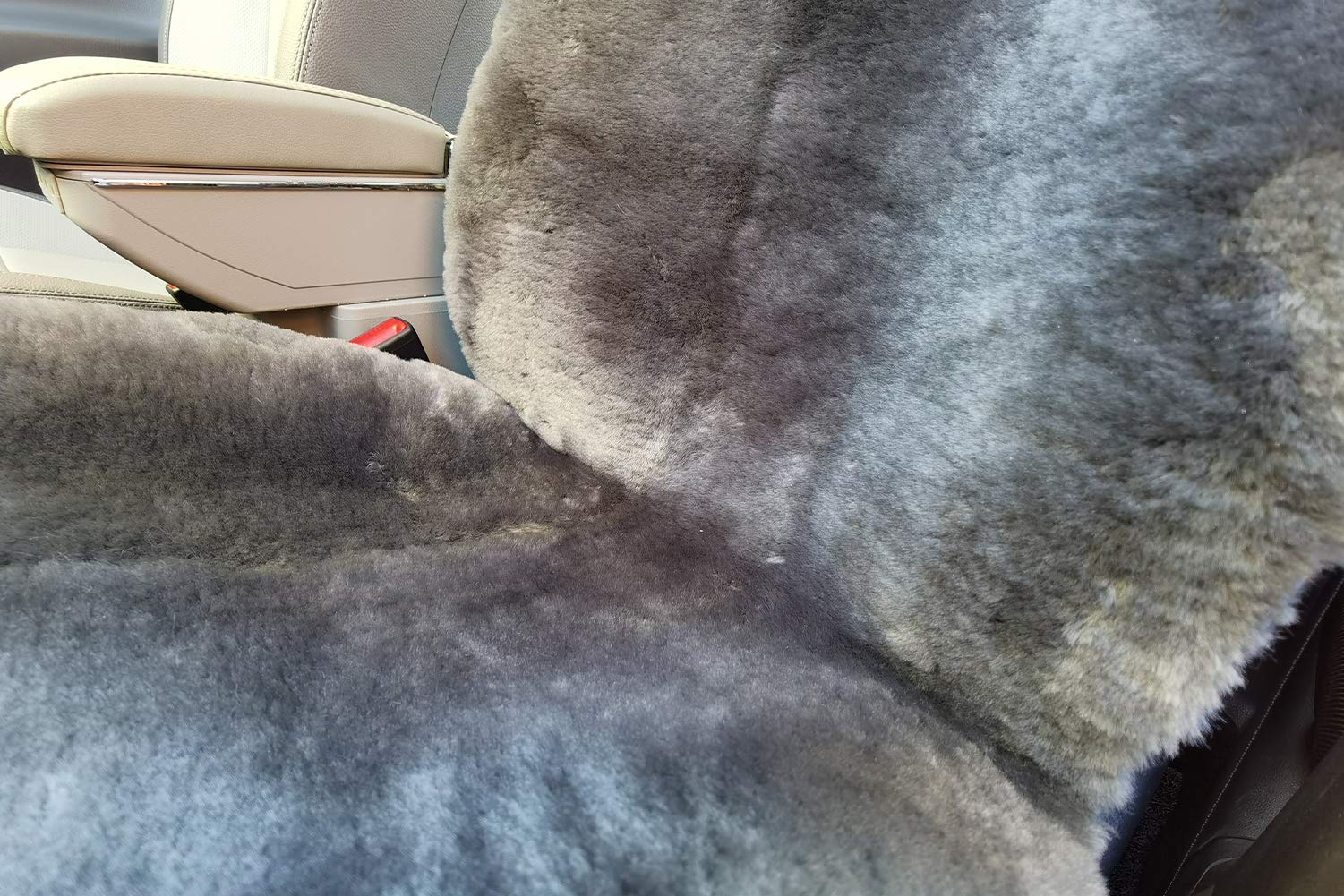 Genuine Australian Sheepskin Car Seat Cover - Natural Pure Wool, Universal Fit for Most Cars, SUVs, Trucks & Minivans - Easy Installation, 1 Pack (Charcoal) - Perfect for Long Drives, Winter Warmth & Luxury Comfort