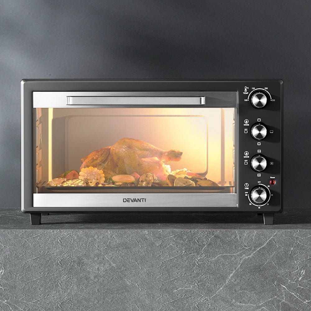 Devanti 45L Electric Convection Oven with Rotisserie & Grill - Countertop Baking, Roasting & Grilling for Home Kitchen | Perfect for Pizza, Chicken, Cookies & Family Meals