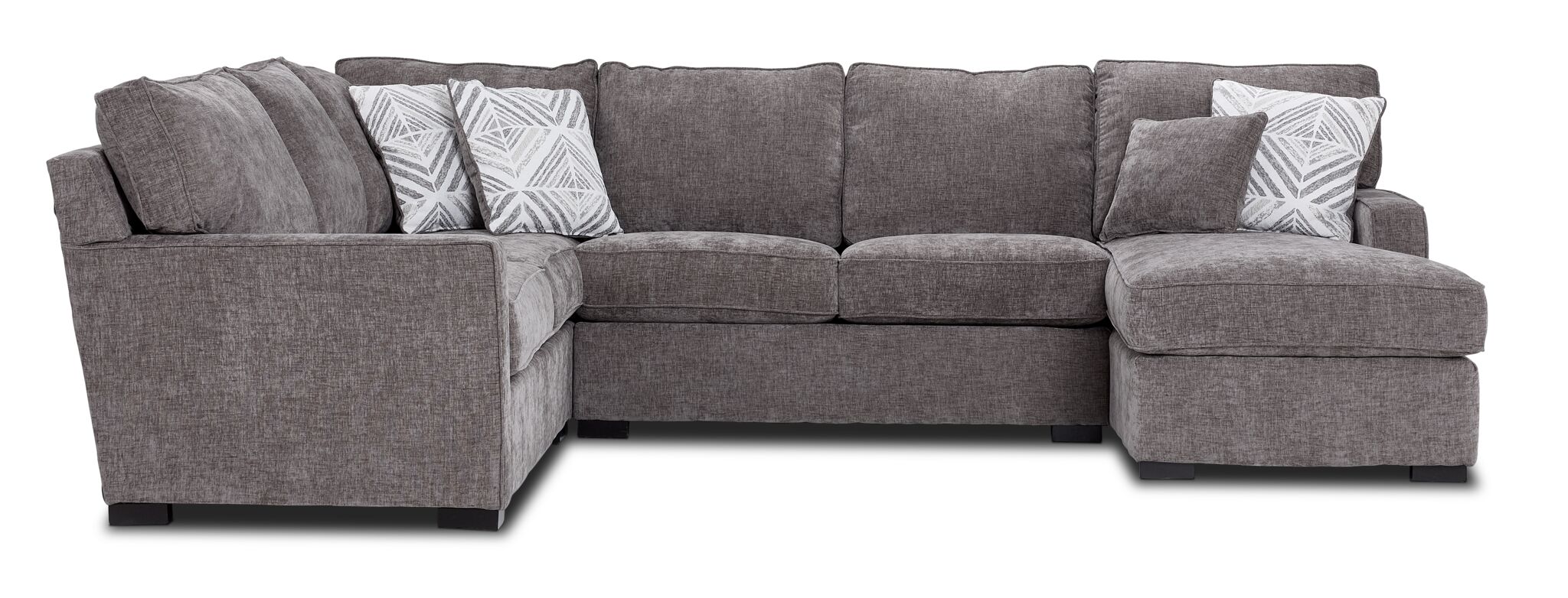 Charlotte 4-Piece Sectional Sofa with Right-Facing Chaise in Pewter Gray - Perfect for Living Rooms, Family Rooms & Home Theaters